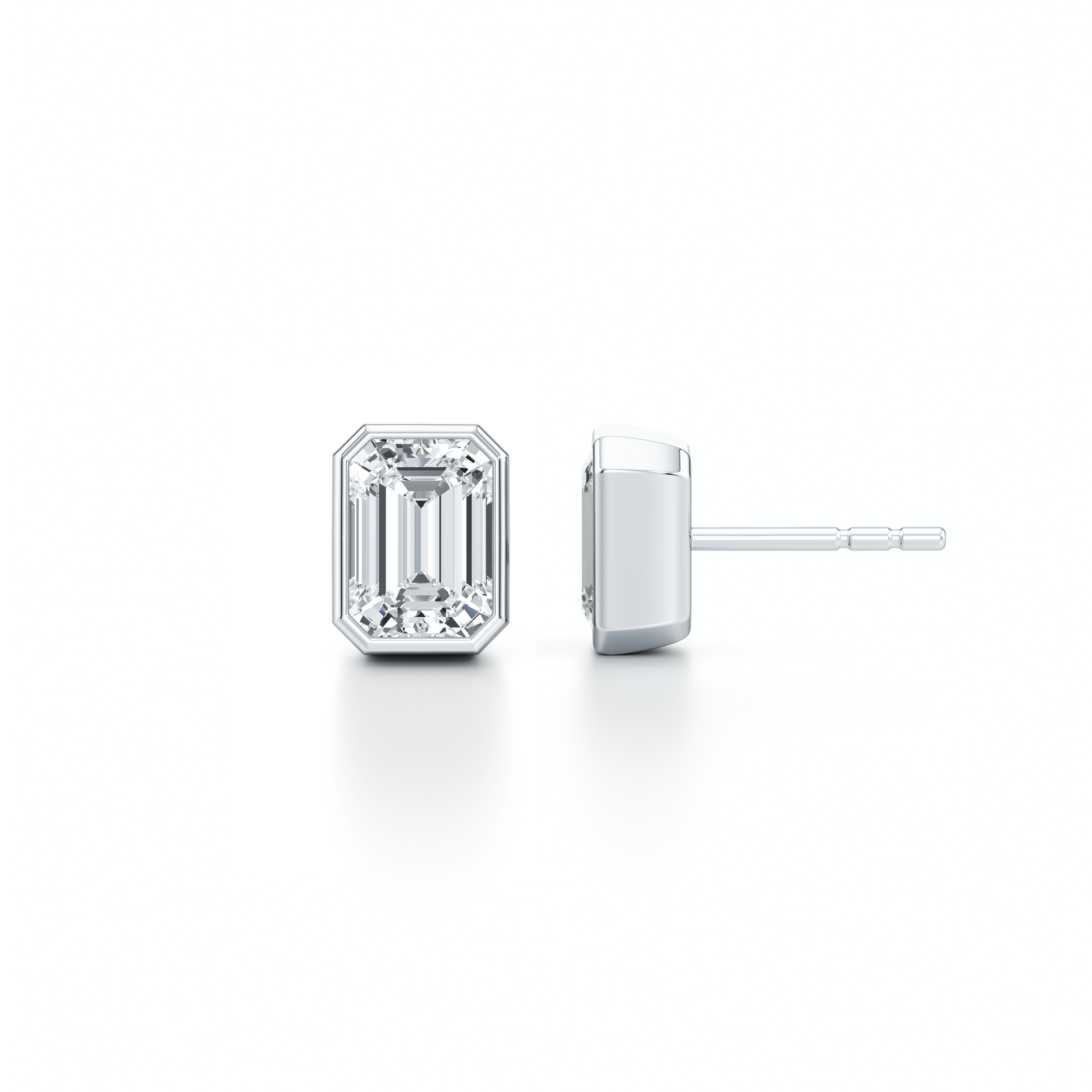 Bezel Set Lab Diamond Emerald Studs - view 11