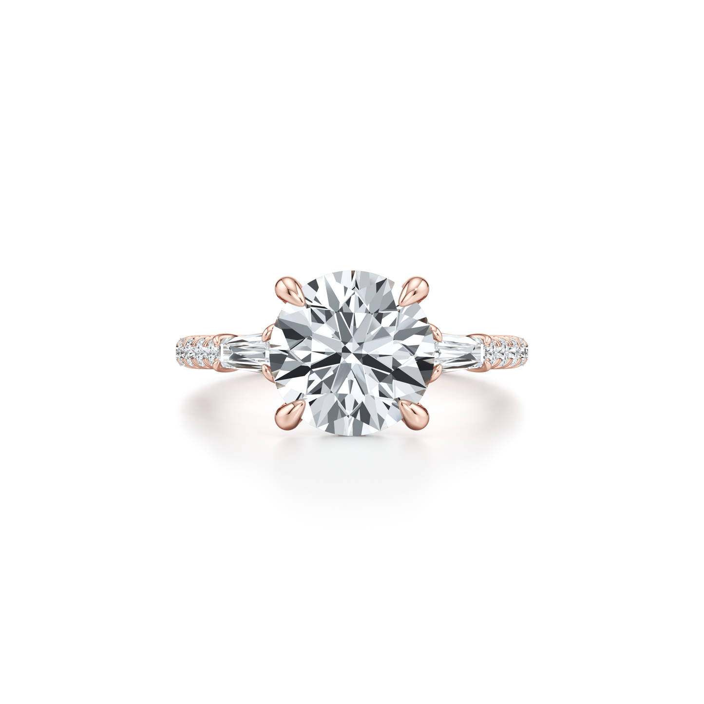Chelsea Baguette Radiant Three Stone Lab Diamond Engagement Ring - view 9