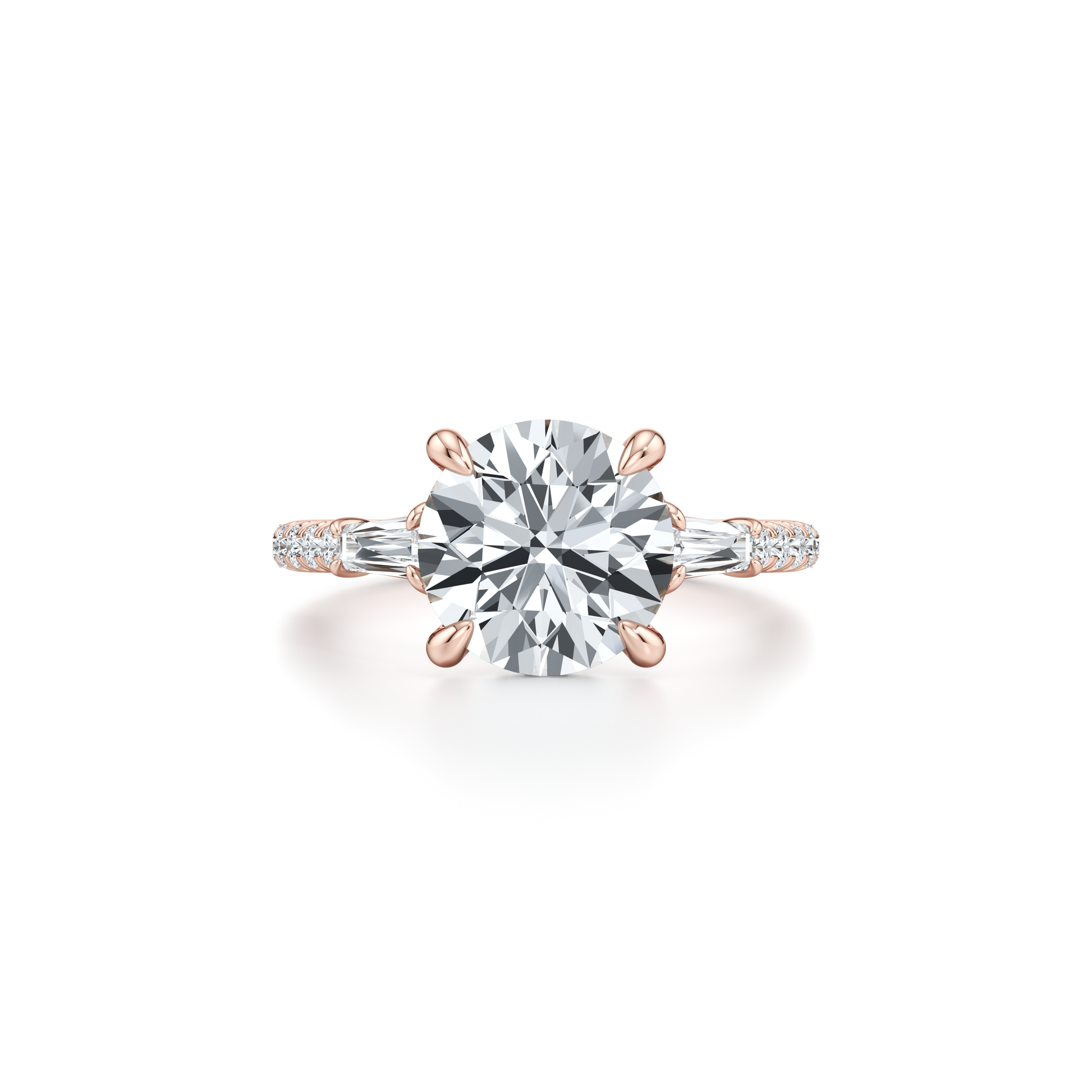 Chelsea Baguette Radiant Three Stone Lab Diamond Engagement Ring - view 9