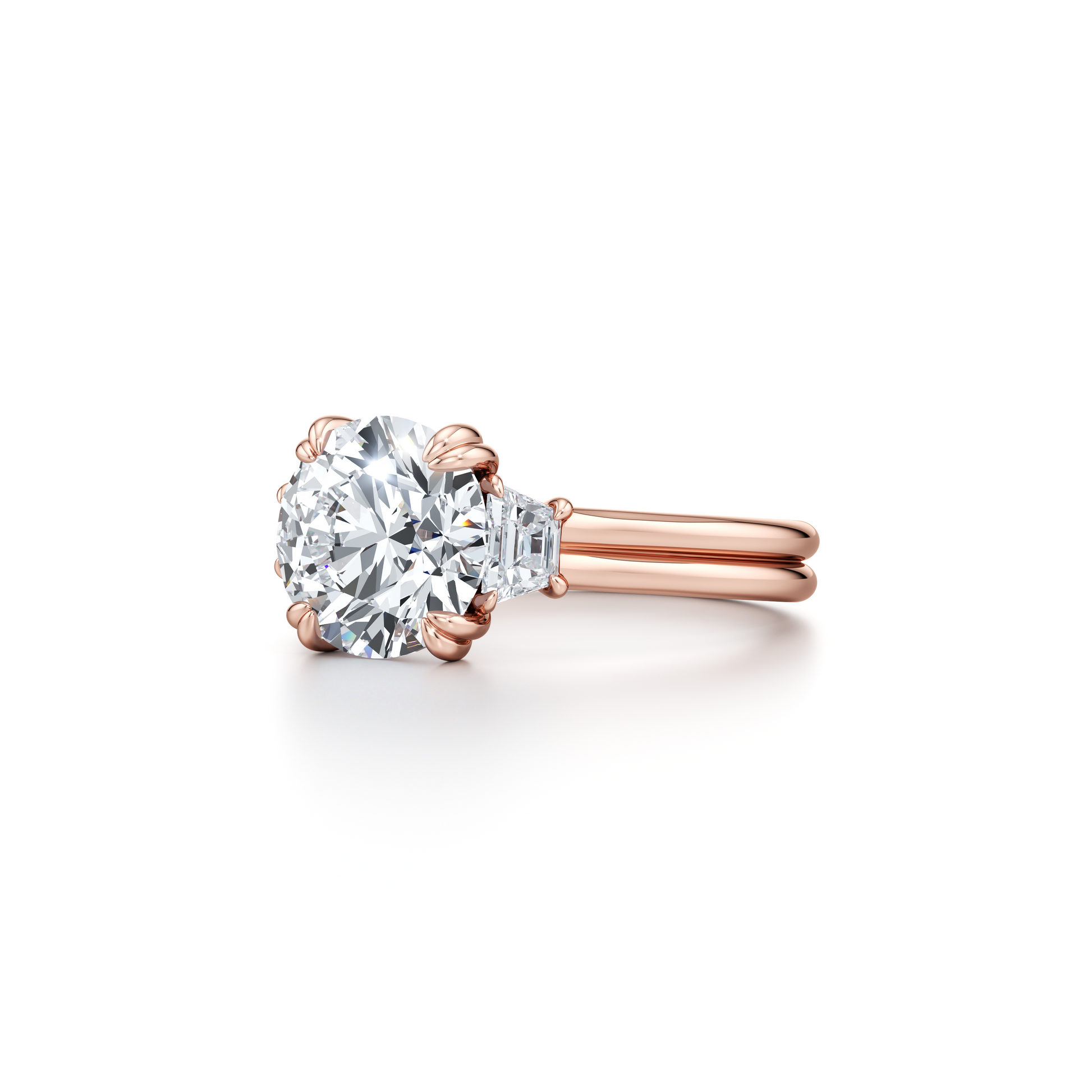 Elle Trapezoid Cushion Three Stone Double Lab Diamond Engagement Ring - view 10