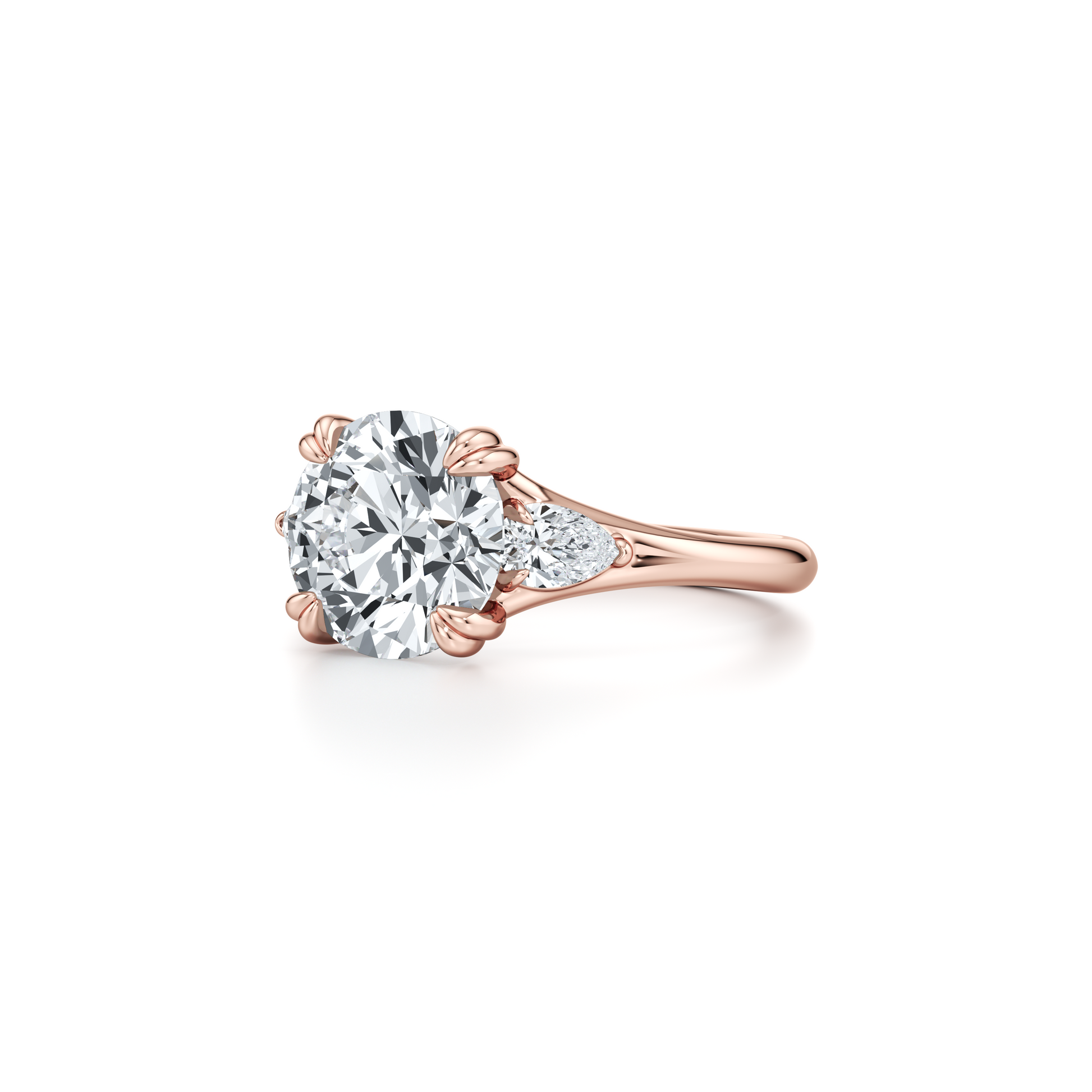 Jane Pear Oval Three Stone Lab Diamond Engagement Ring - view 12