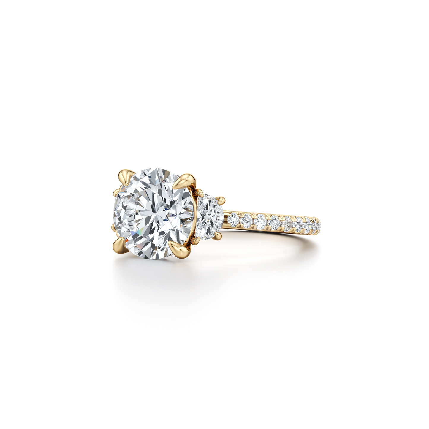 Chelsea Half Moon Pear Three Stone Lab Diamond Engagement Ring - view 10