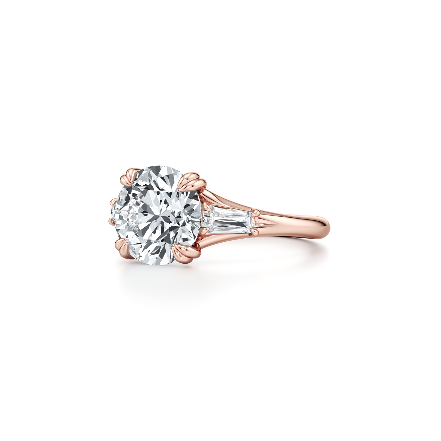 Jane Tapered Baguette Oval Three Stone Lab Diamond Engagement Ring - view 12