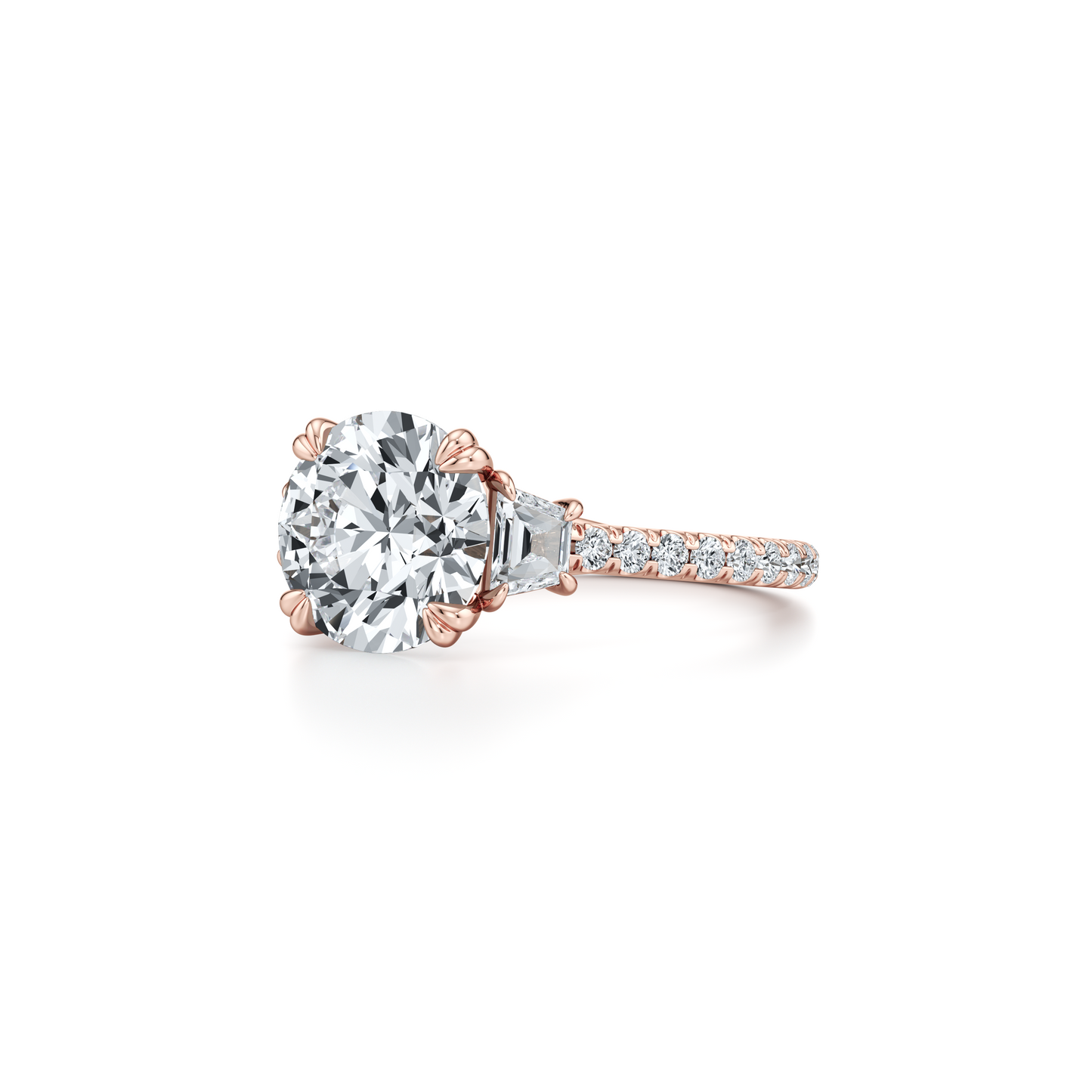 Elle Trapezoid Oval Three Stone Lab Diamond Engagement Ring - view 10