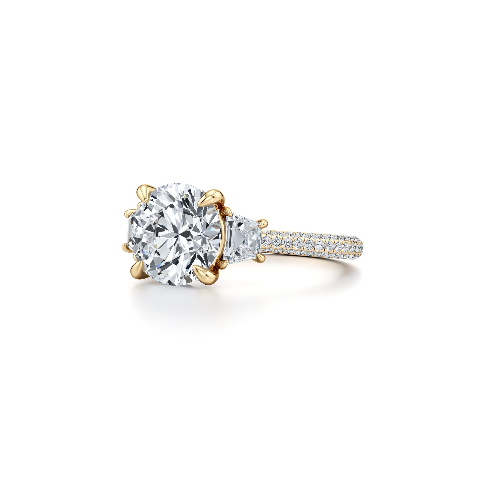 Chelsea Trapezoid Radiant Three Stone Lab Diamond Engagement Ring - view 10