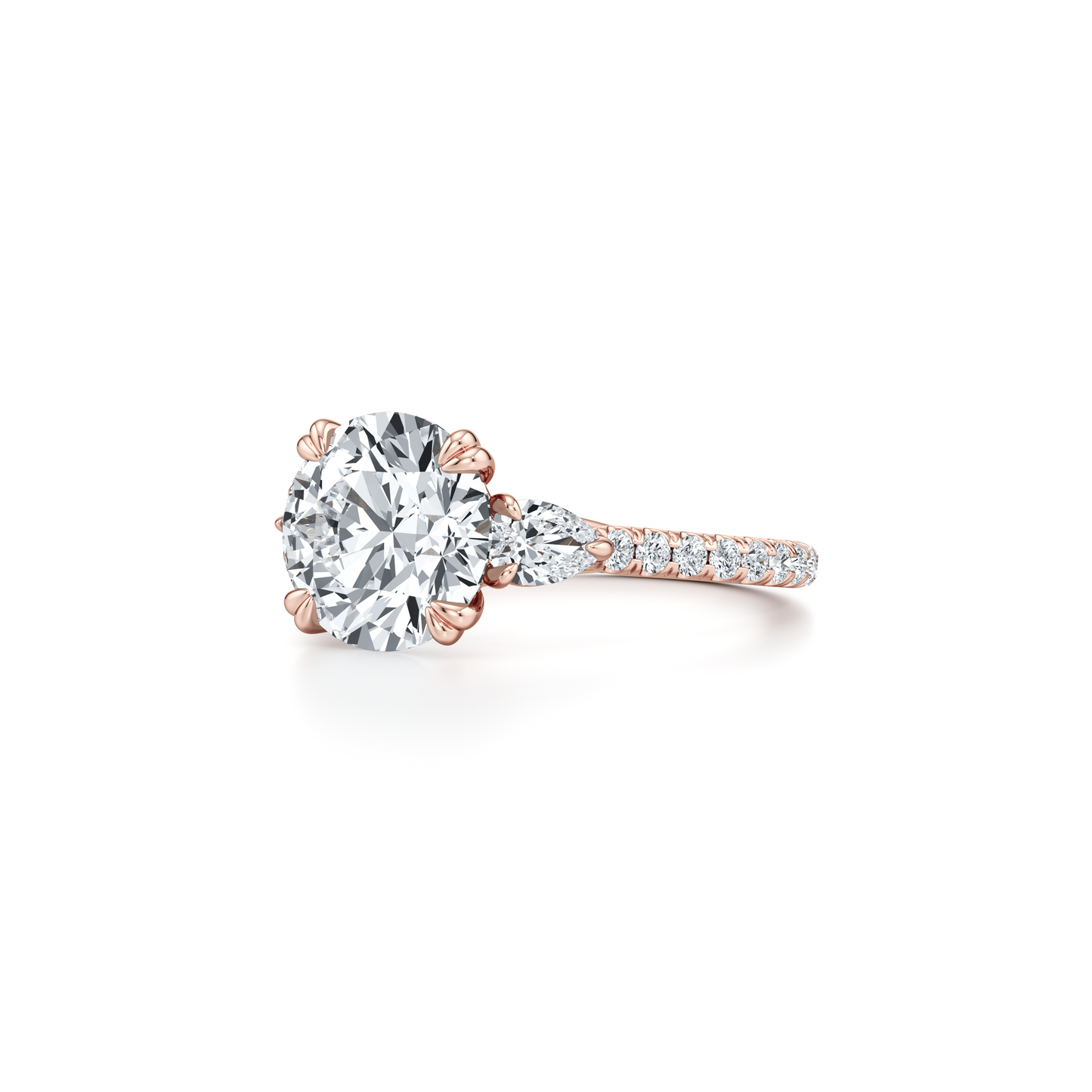 Elle Pear Emerald Three Stone Lab Diamond Engagement Ring - view 10