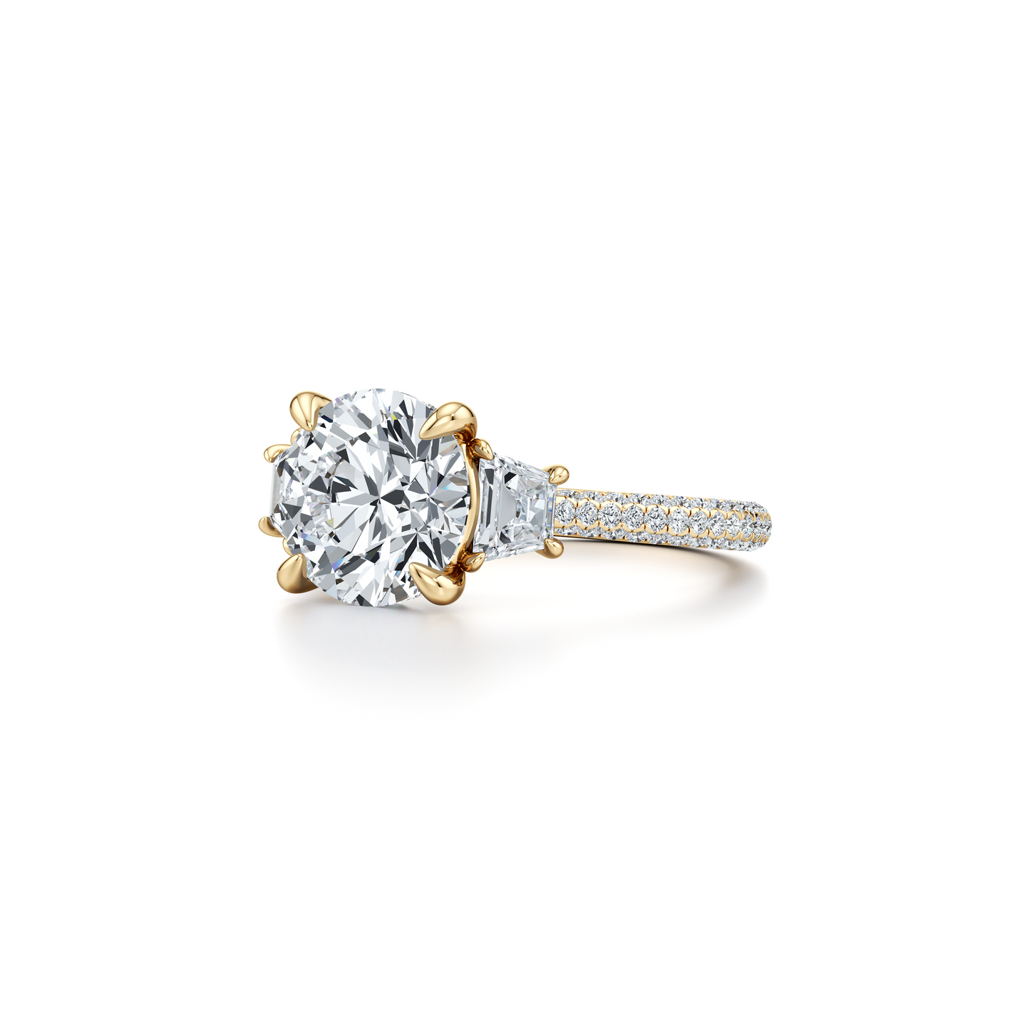 Chelsea Trapezoid Cushion Three Stone Lab Diamond Engagement Ring - view 10