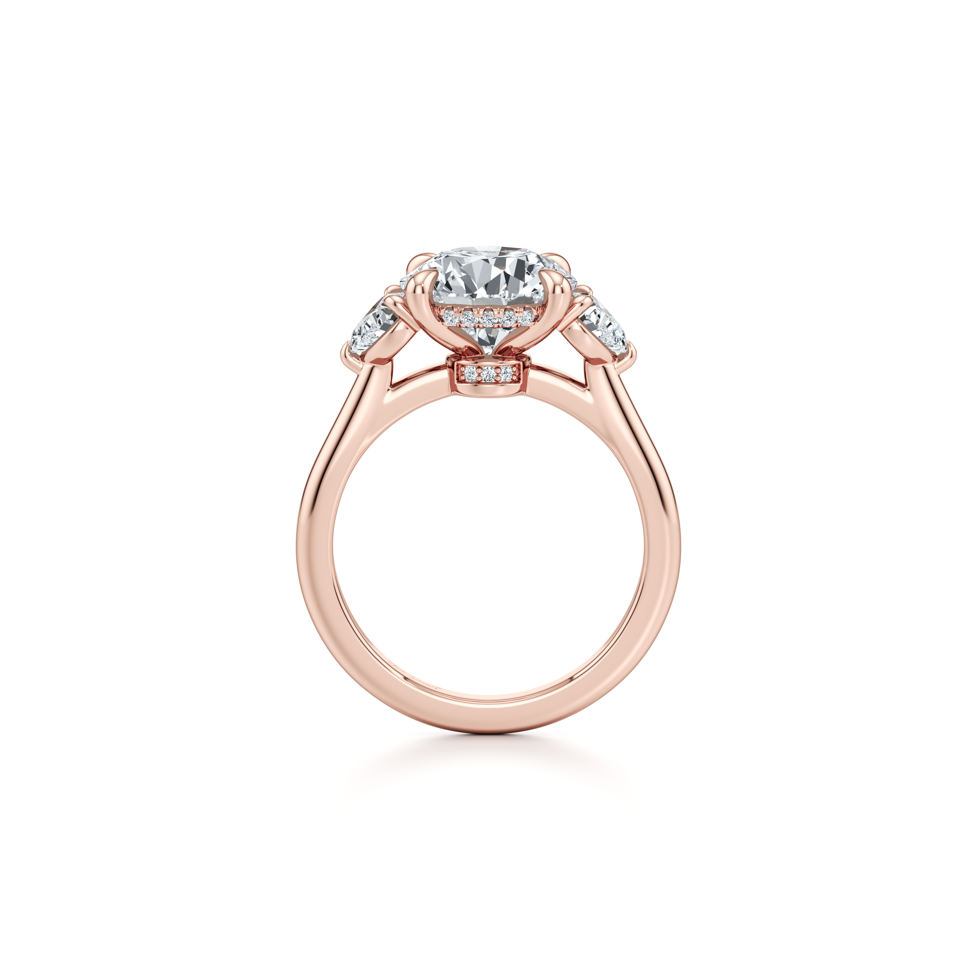 Chelsea Heart Cushion Three Stone Lab Diamond Engagement Ring - view 11
