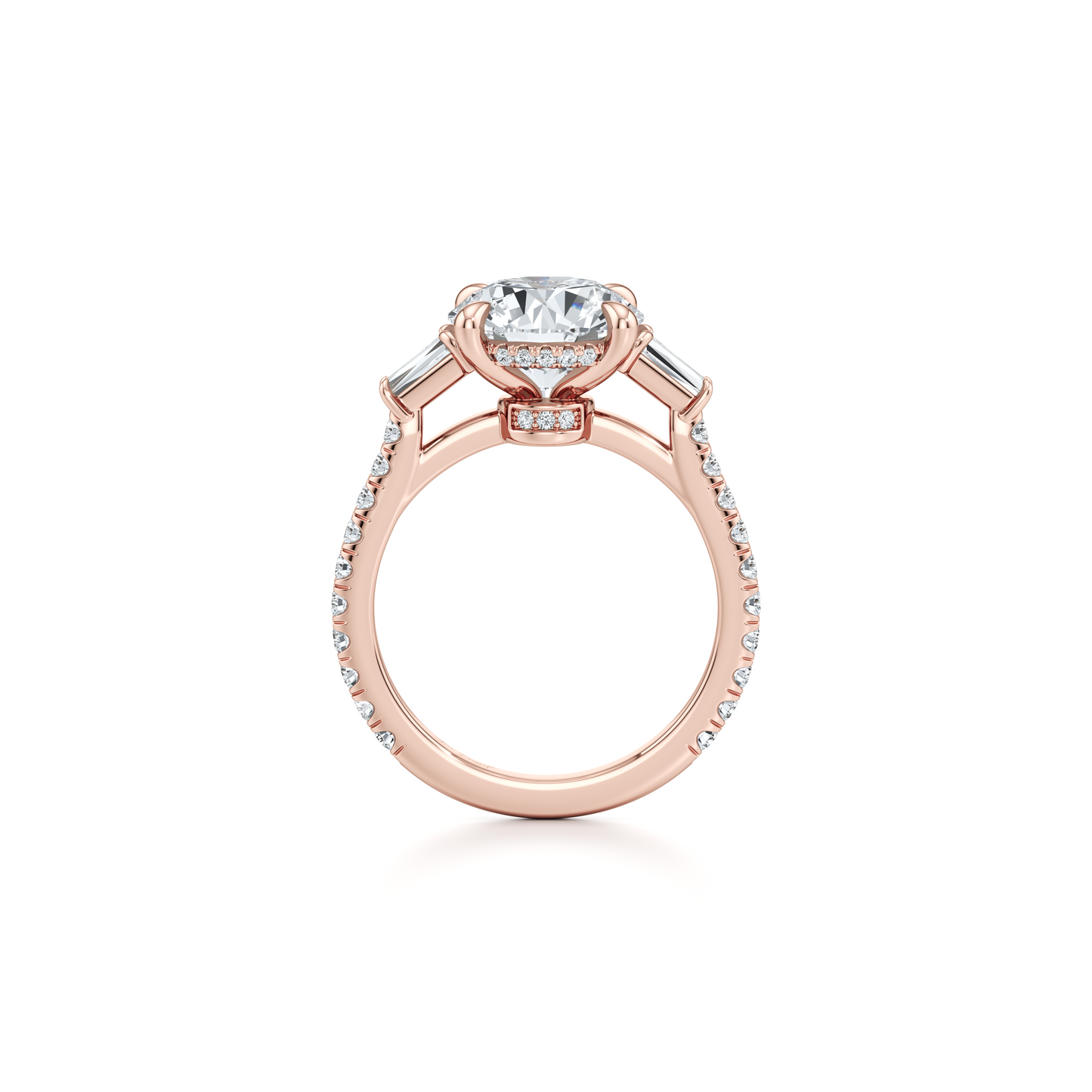 Chelsea Baguette Round Three Stone Lab Diamond Engagement Ring - view 11