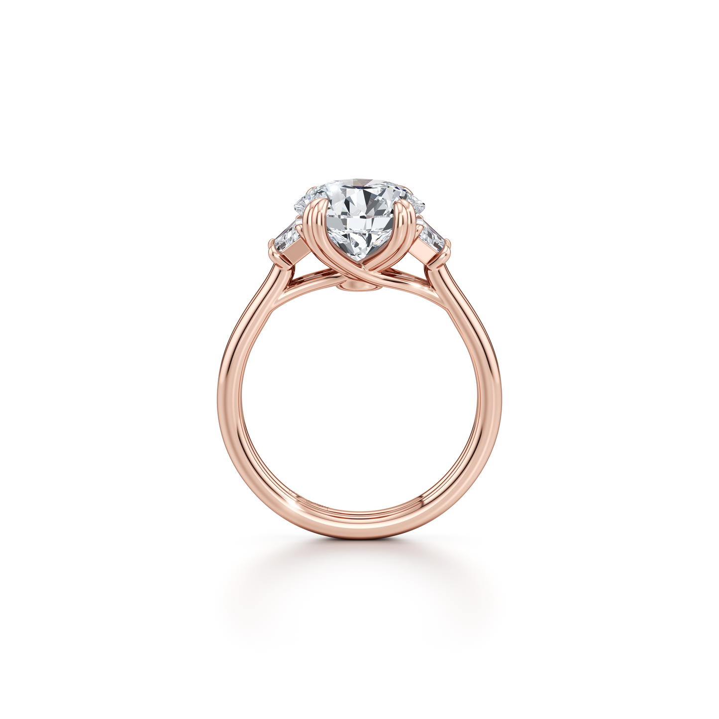 Elle Trapezoid Radiant Three Stone Double Lab Diamond Engagement Ring - view 11