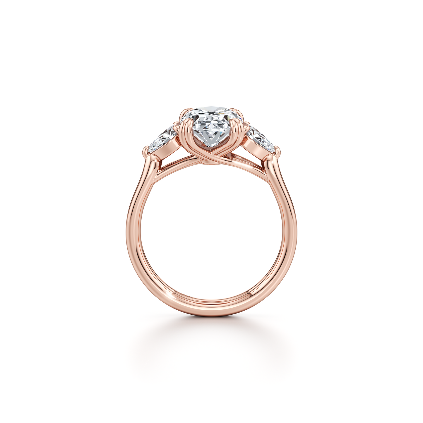 Elle Trapezoid Pear Three Stone Double Lab Diamond Engagement Ring - view 11
