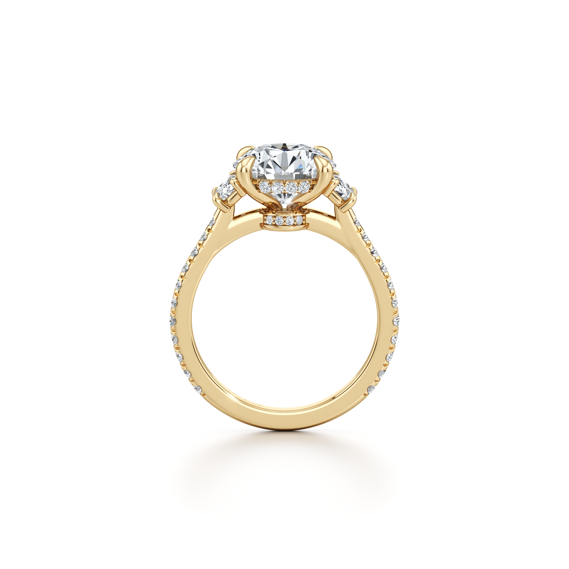 Chelsea Half Moon Radiant Three Stone Lab Diamond Engagement Ring - view 11