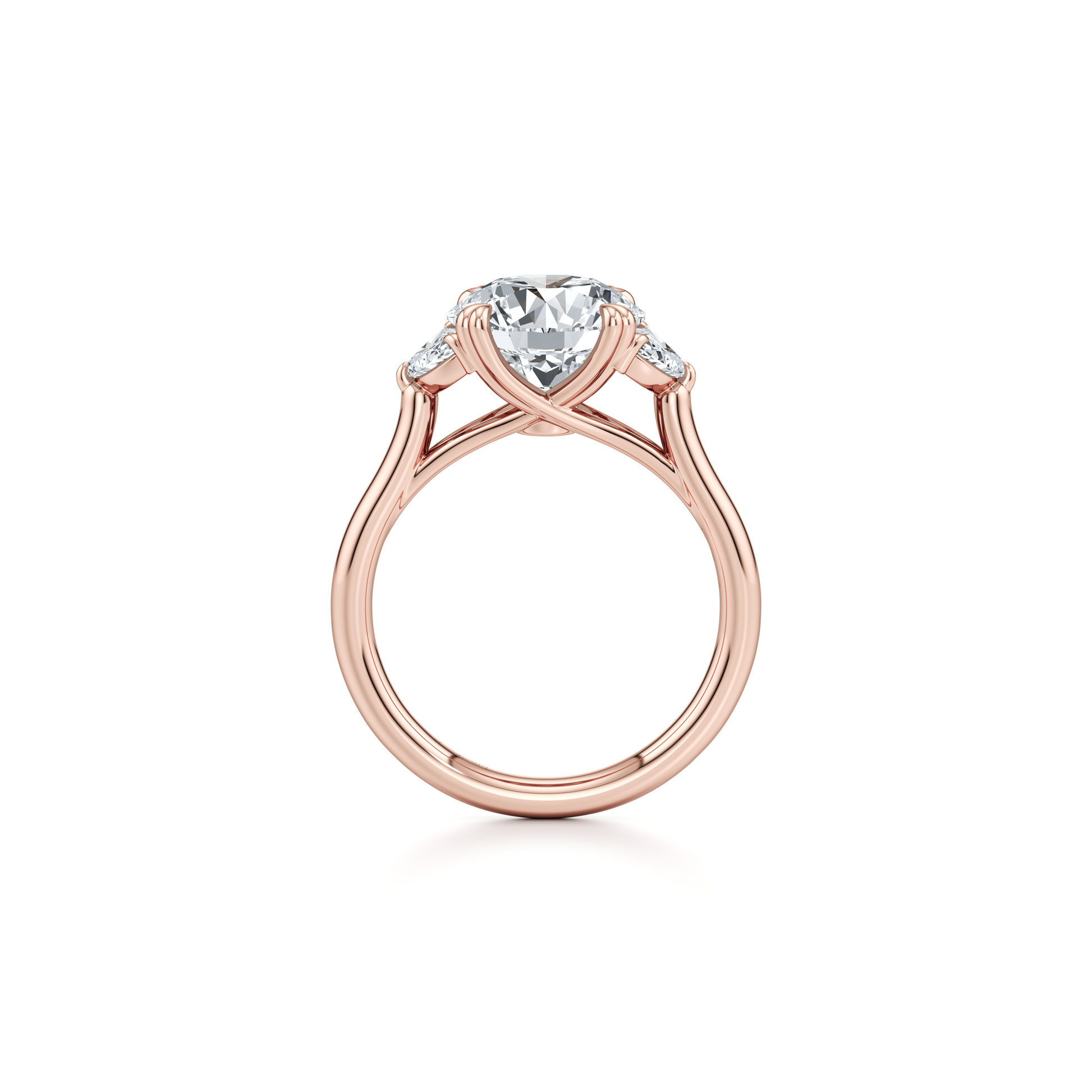 Elle Half Moon Round Three Stone Lab Diamond Engagement Ring - view 11