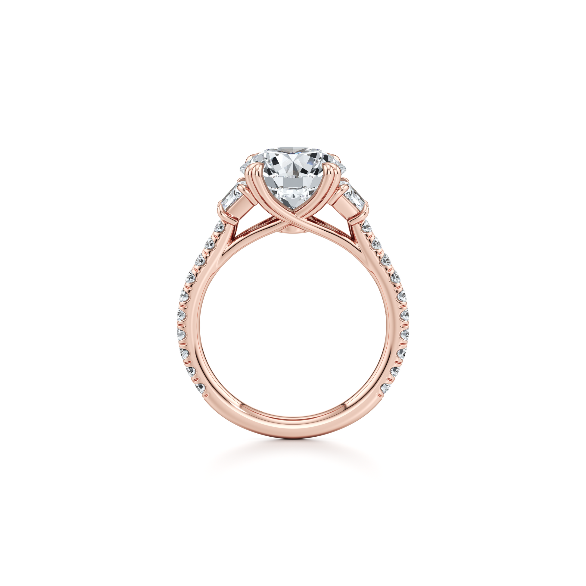 Elle Trapezoid Radiant Three Stone Lab Diamond Engagement Ring - view 11