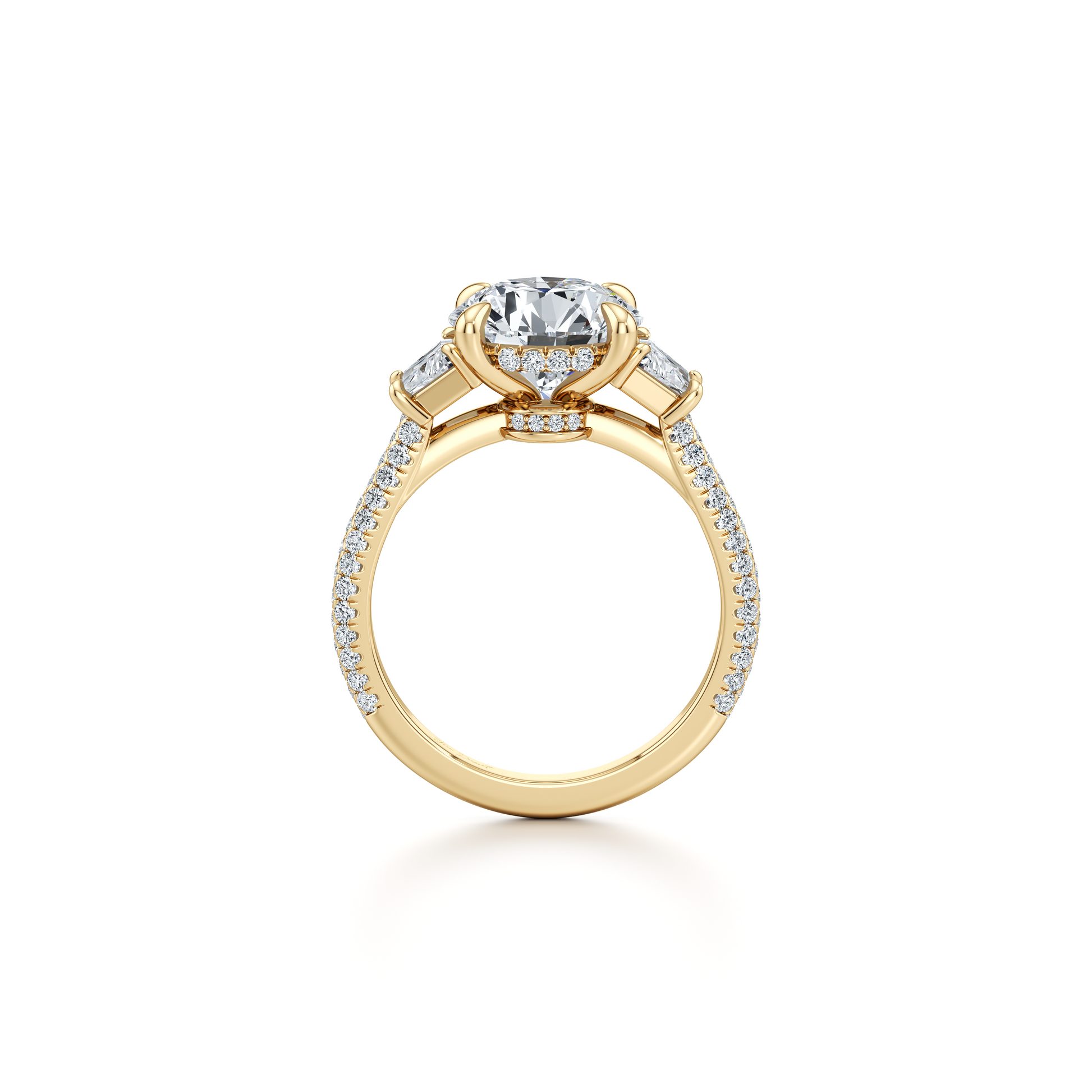 Chelsea Trapezoid Emerald Three Stone Lab Diamond Engagement Ring - view 11