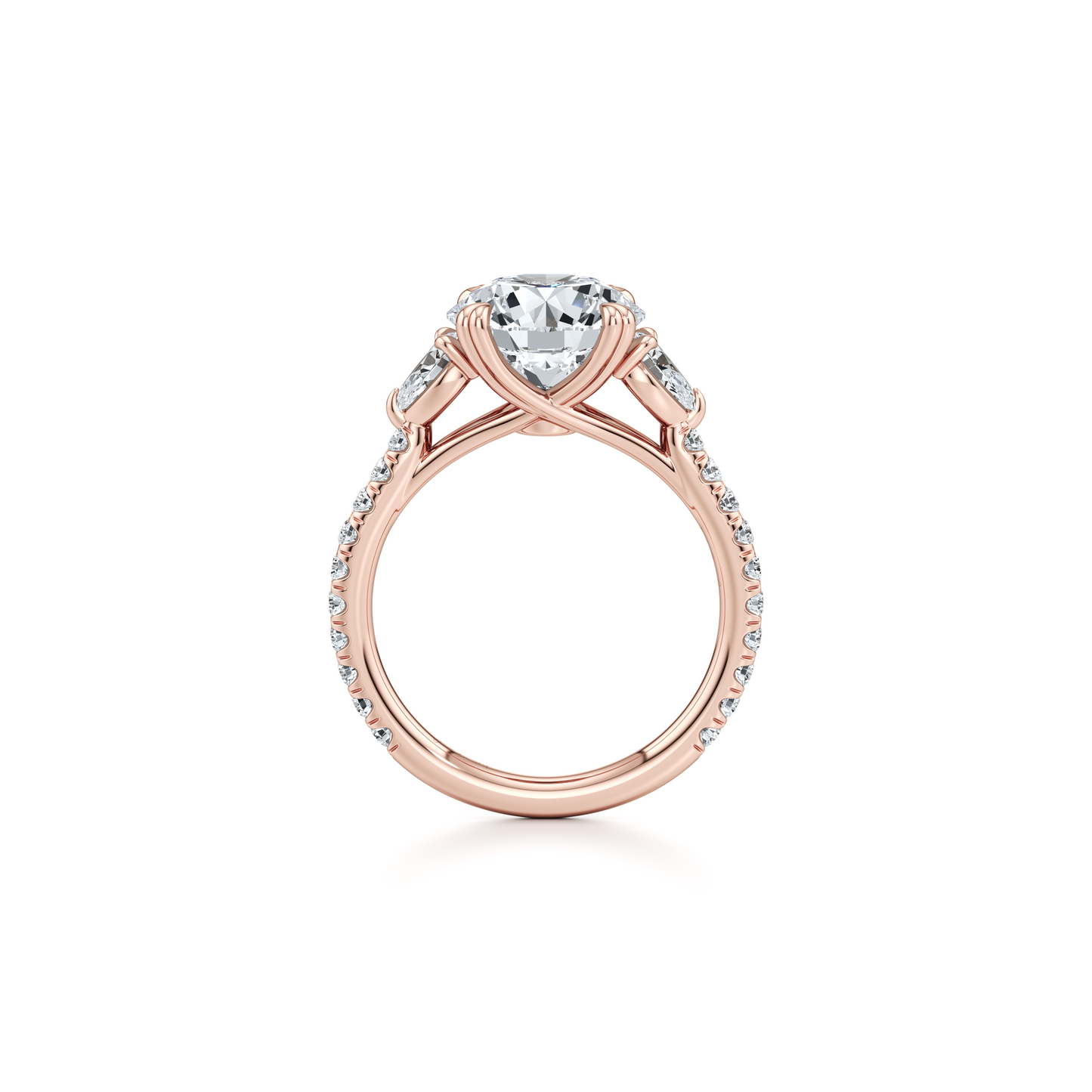 Elle Trapezoid Pear Three Stone Lab Diamond Engagement Ring - view 11