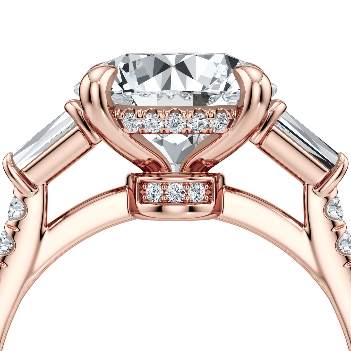 Chelsea Baguette Radiant Three Stone Lab Diamond Engagement Ring - view 12