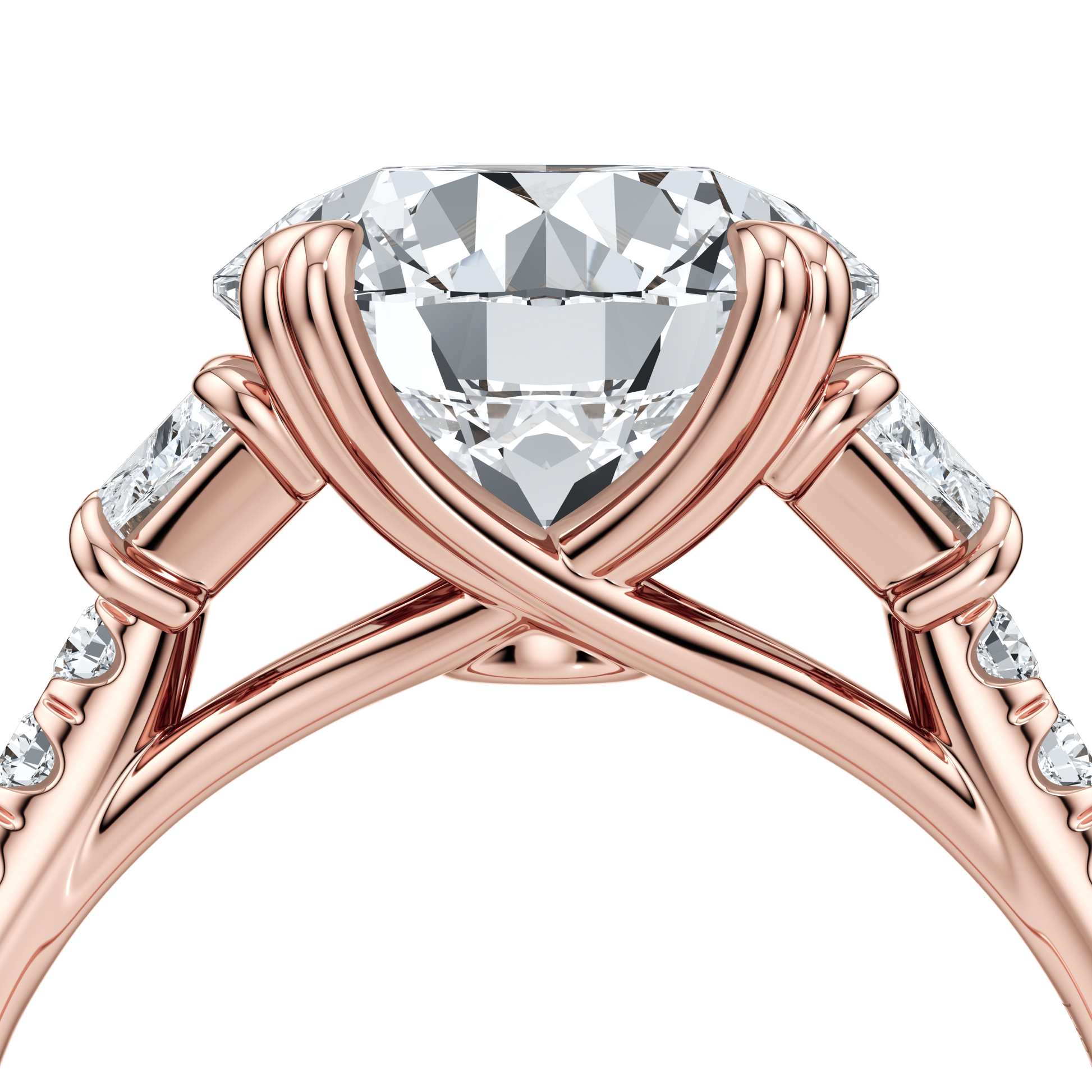 Elle Trapezoid Radiant Three Stone Lab Diamond Engagement Ring - view 12