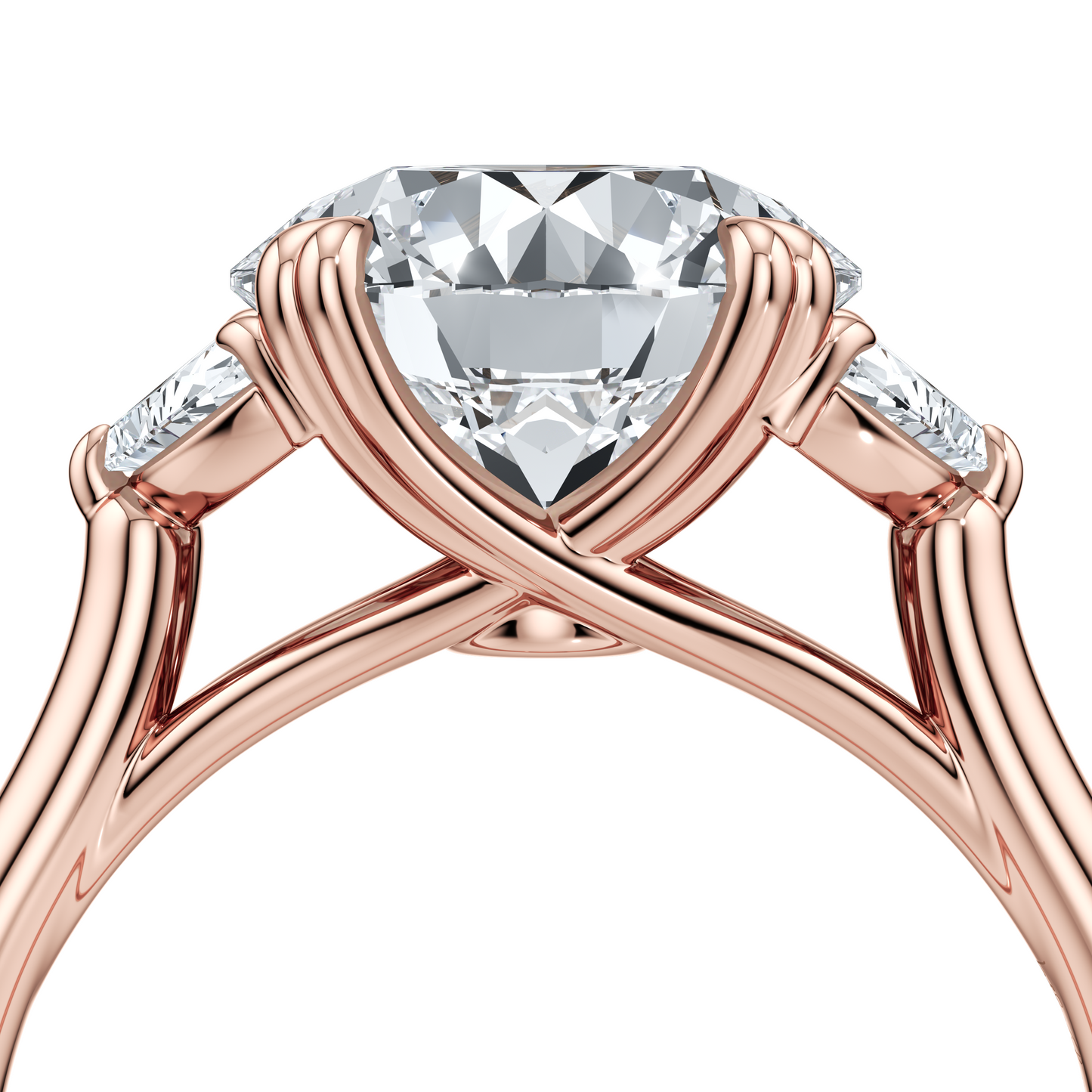 Elle Half Moon Pear Three Stone Lab Diamond Engagement Ring - view 12