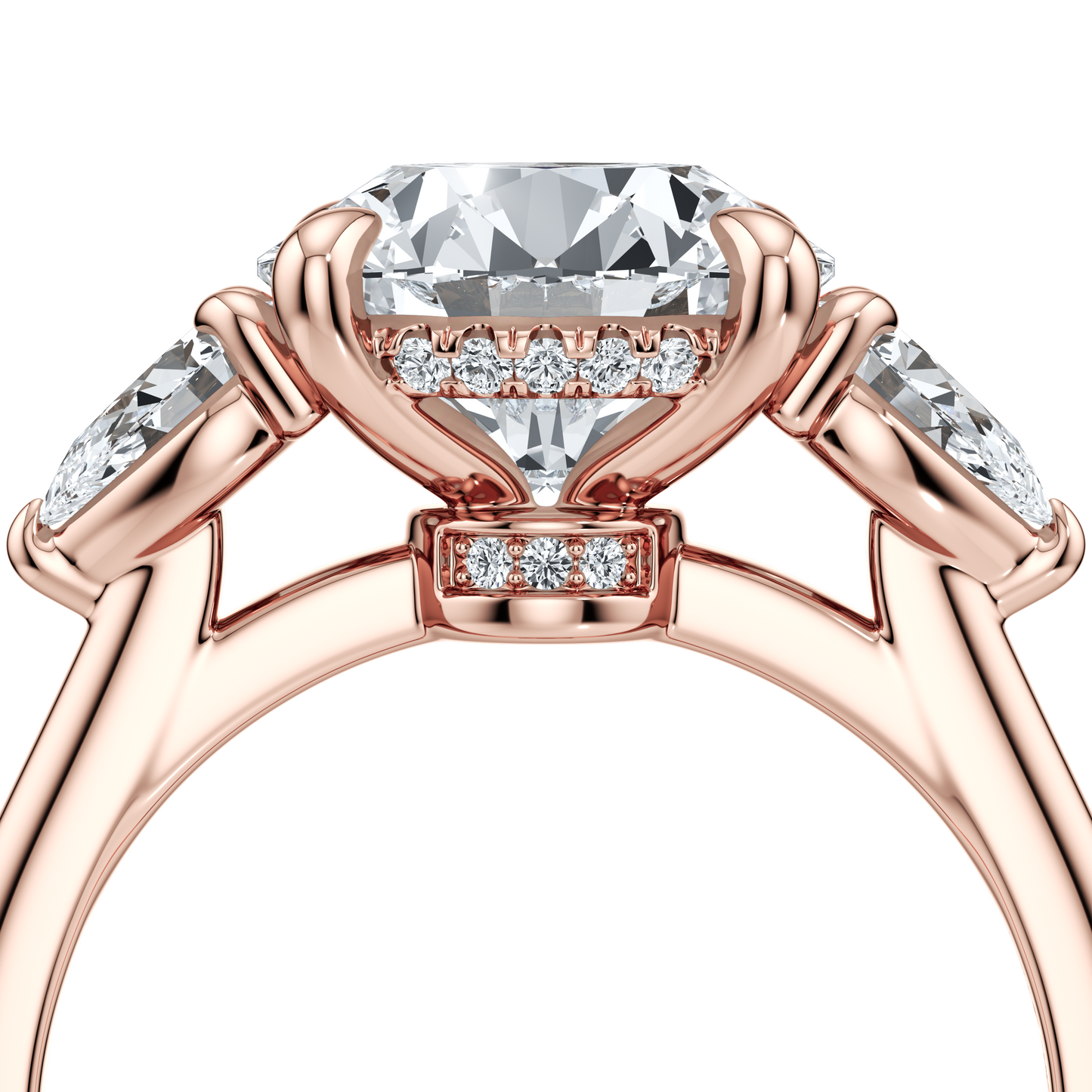 Chelsea Heart Pear Three Stone Lab Diamond Engagement Ring - view 12