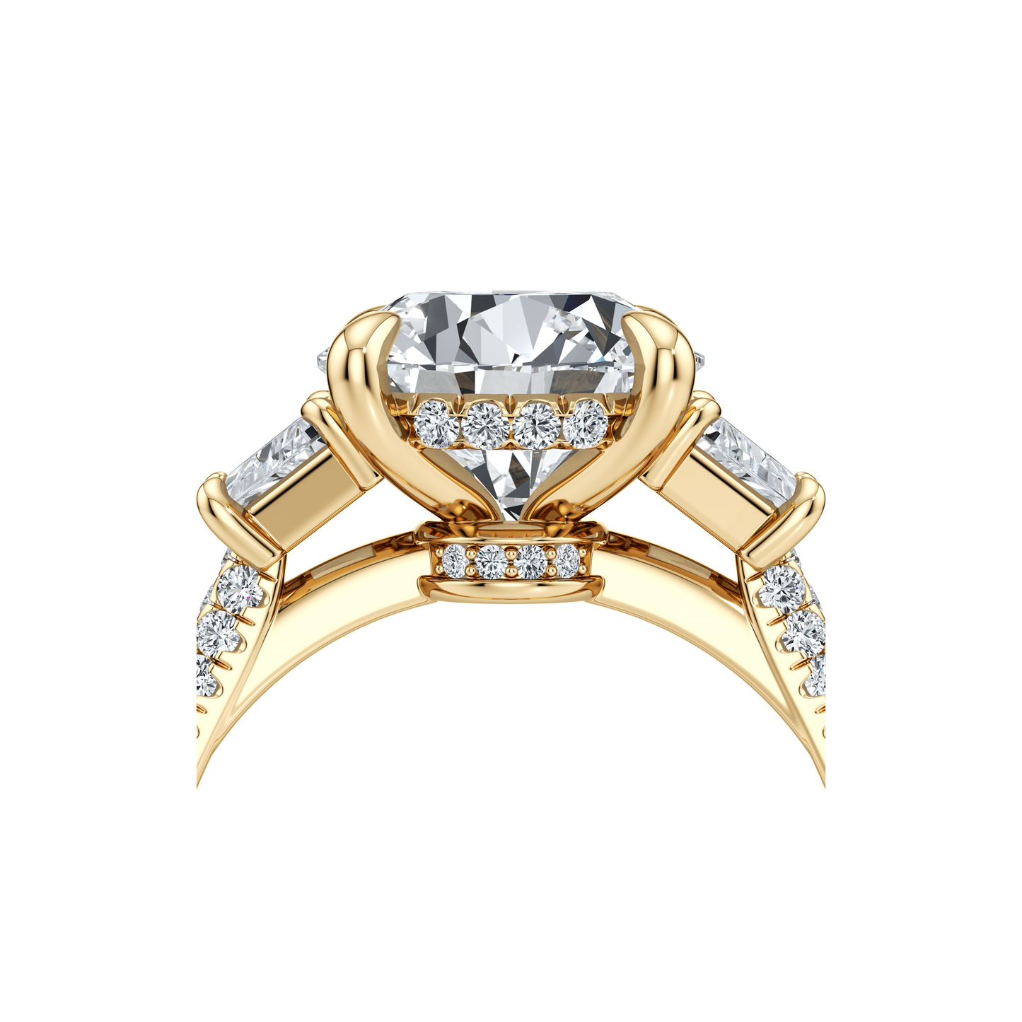 Chelsea Trapezoid Cushion Three Stone Lab Diamond Engagement Ring - view 12