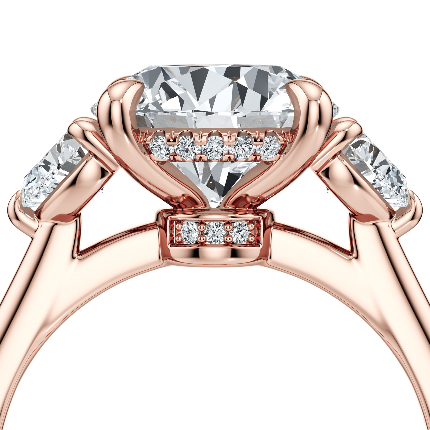 Chelsea Heart Cushion Three Stone Lab Diamond Engagement Ring - view 12