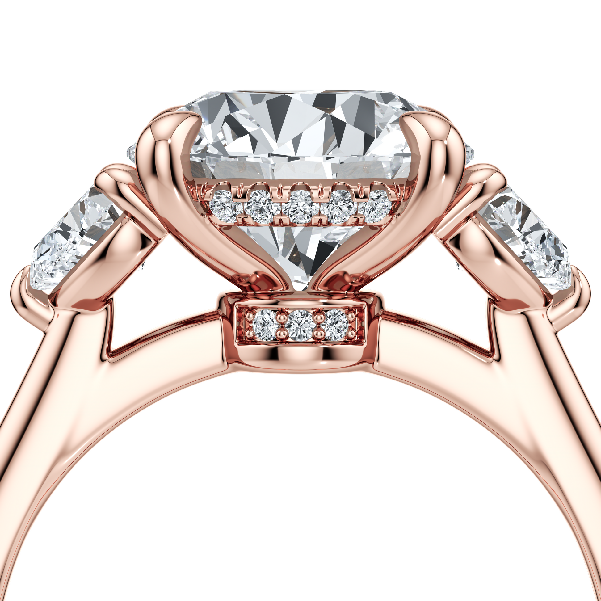 Chelsea Heart Cushion Three Stone Lab Diamond Engagement Ring - view 12