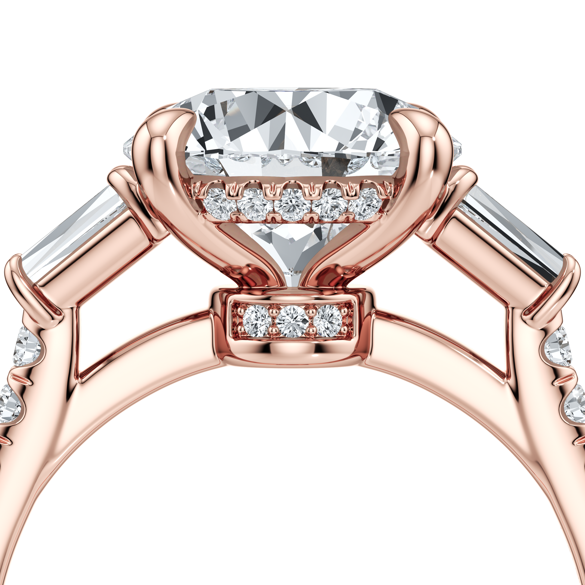 Chelsea Baguette Oval Three Stone Lab Diamond Engagement Ring - view 12