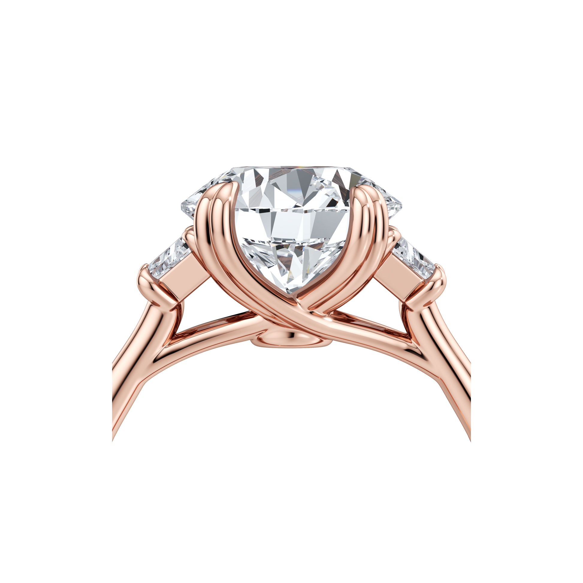 Elle Trapezoid Radiant Three Stone Double Lab Diamond Engagement Ring - view 12