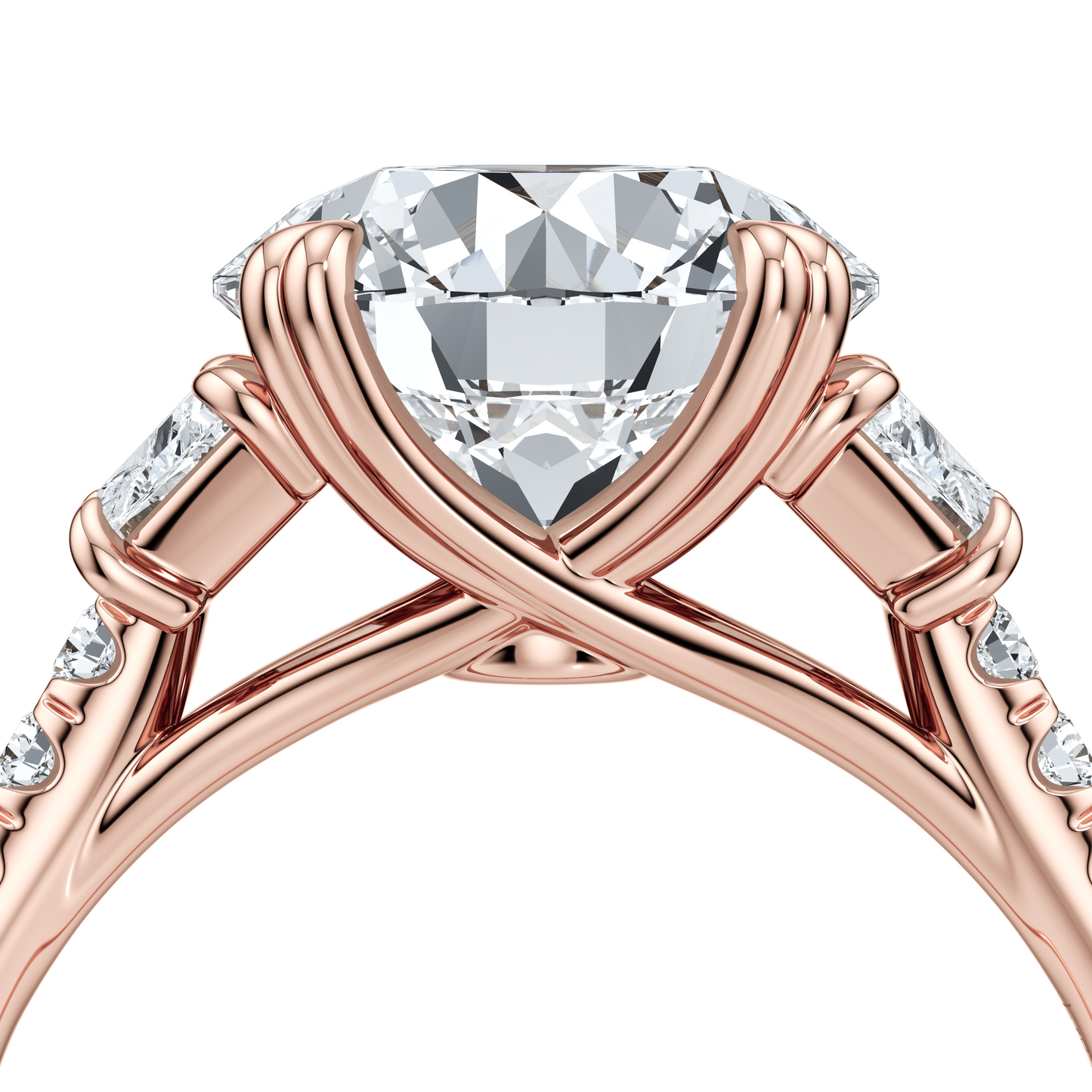 Elle Trapezoid Cushion Three Stone Lab Diamond Engagement Ring - view 12