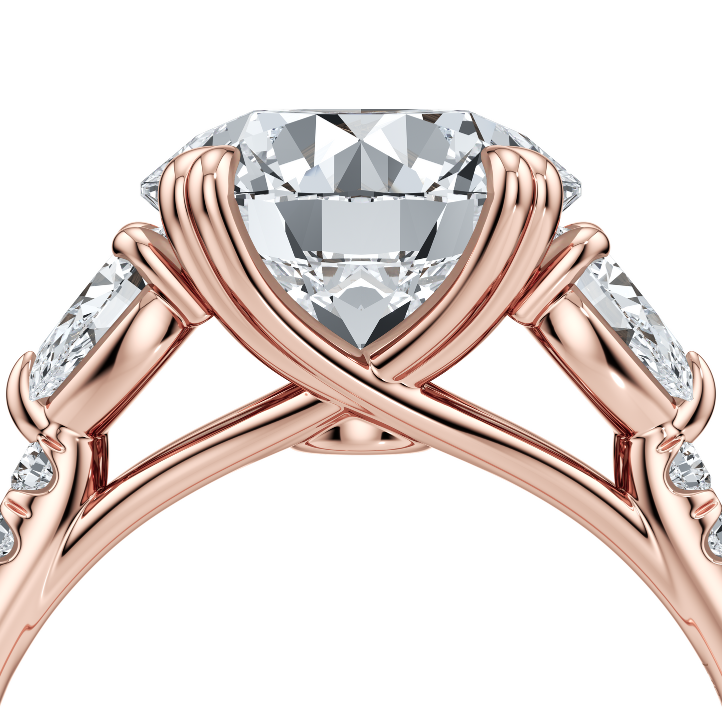 Elle Pear Radiant Three Stone Lab Diamond Engagement Ring - view 12