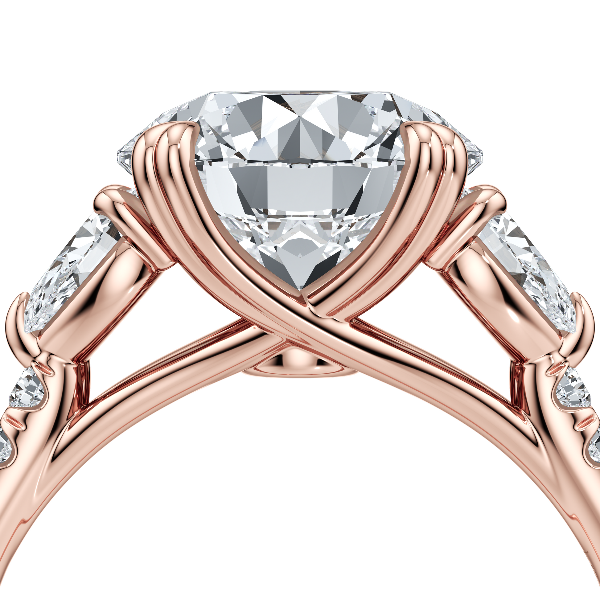 Elle Pear Radiant Three Stone Lab Diamond Engagement Ring - view 12