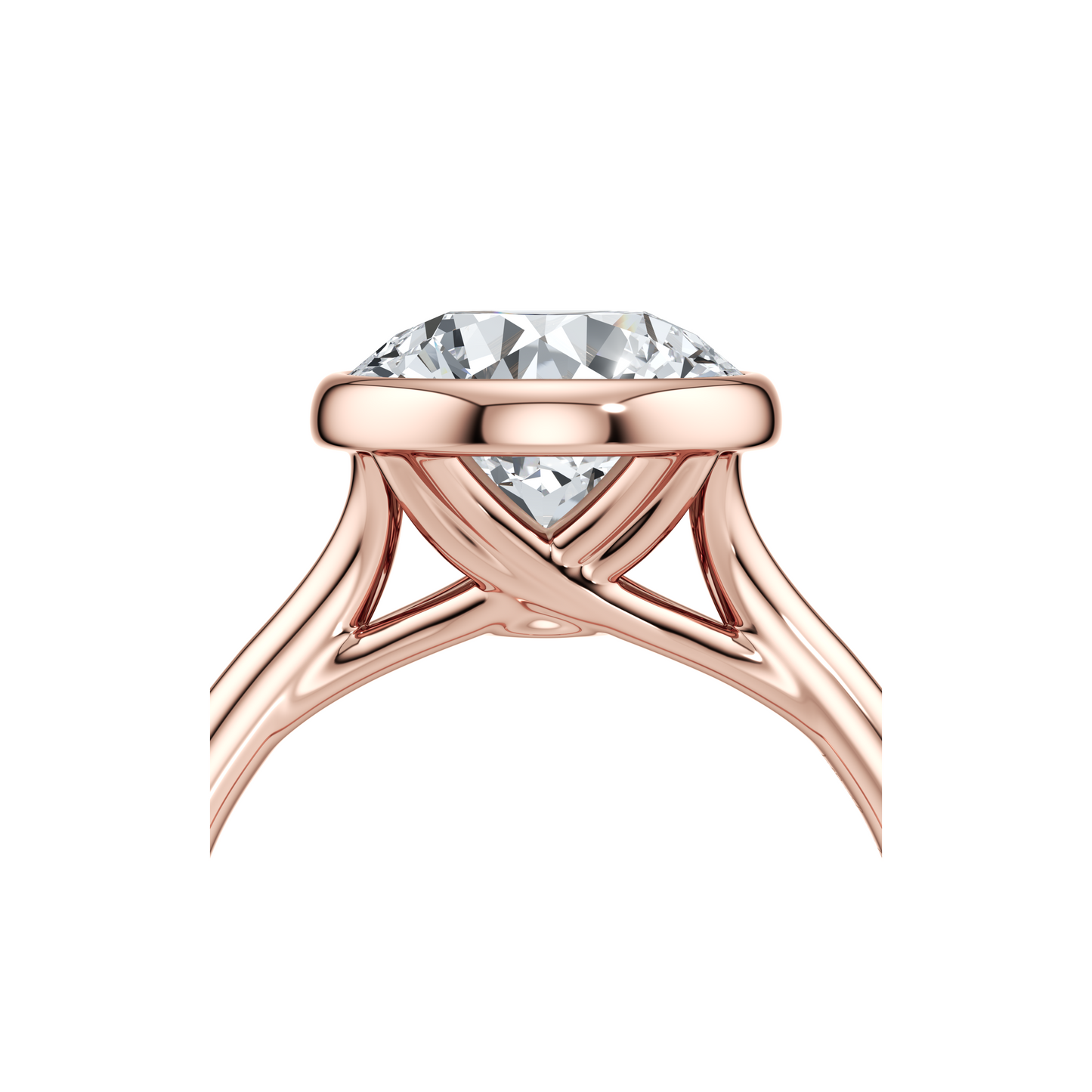 Elle Bezel Cushion Solitaire Lab Diamond Engagement Ring - view 12
