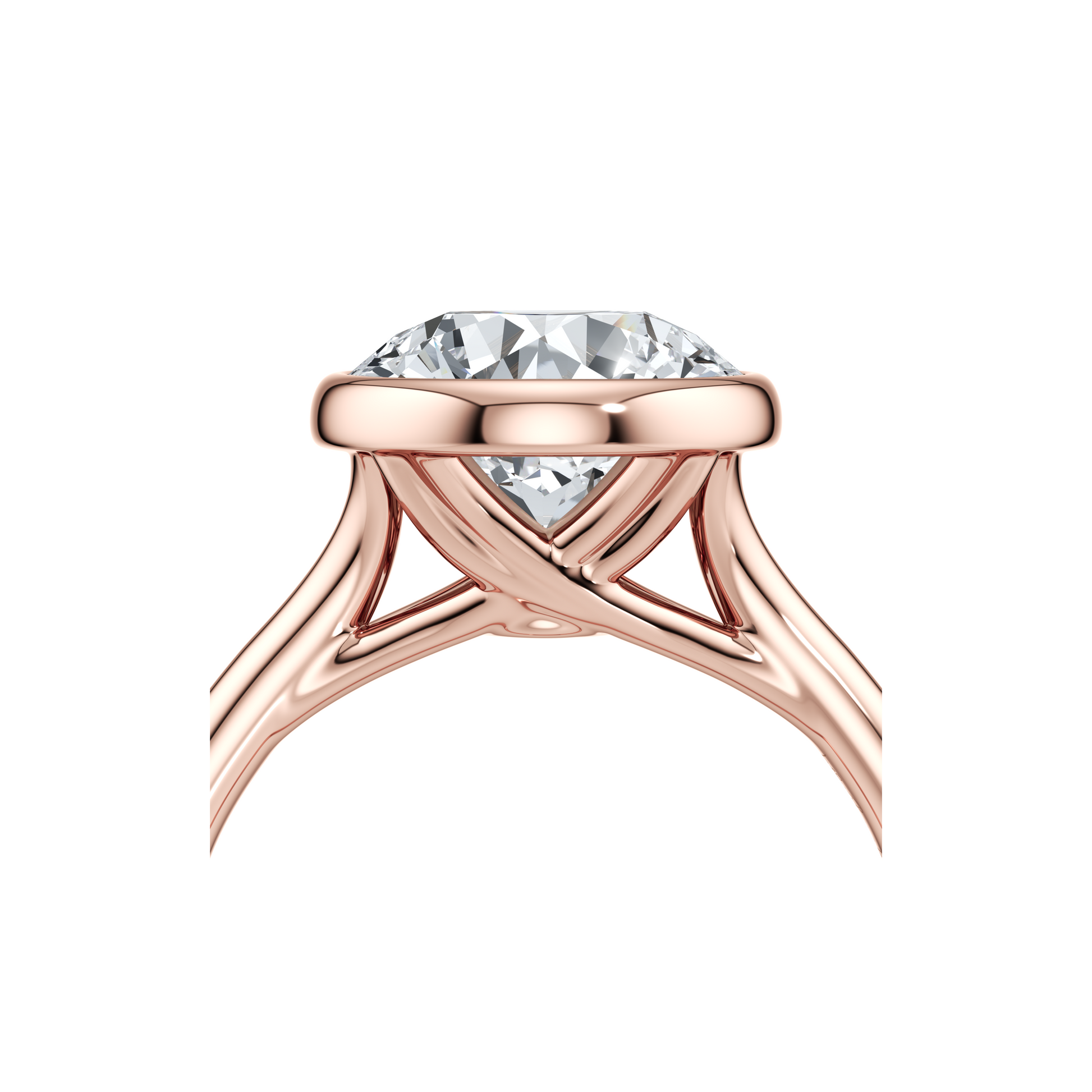 Elle Bezel Round Solitaire Lab Diamond Engagement Ring - view 12
