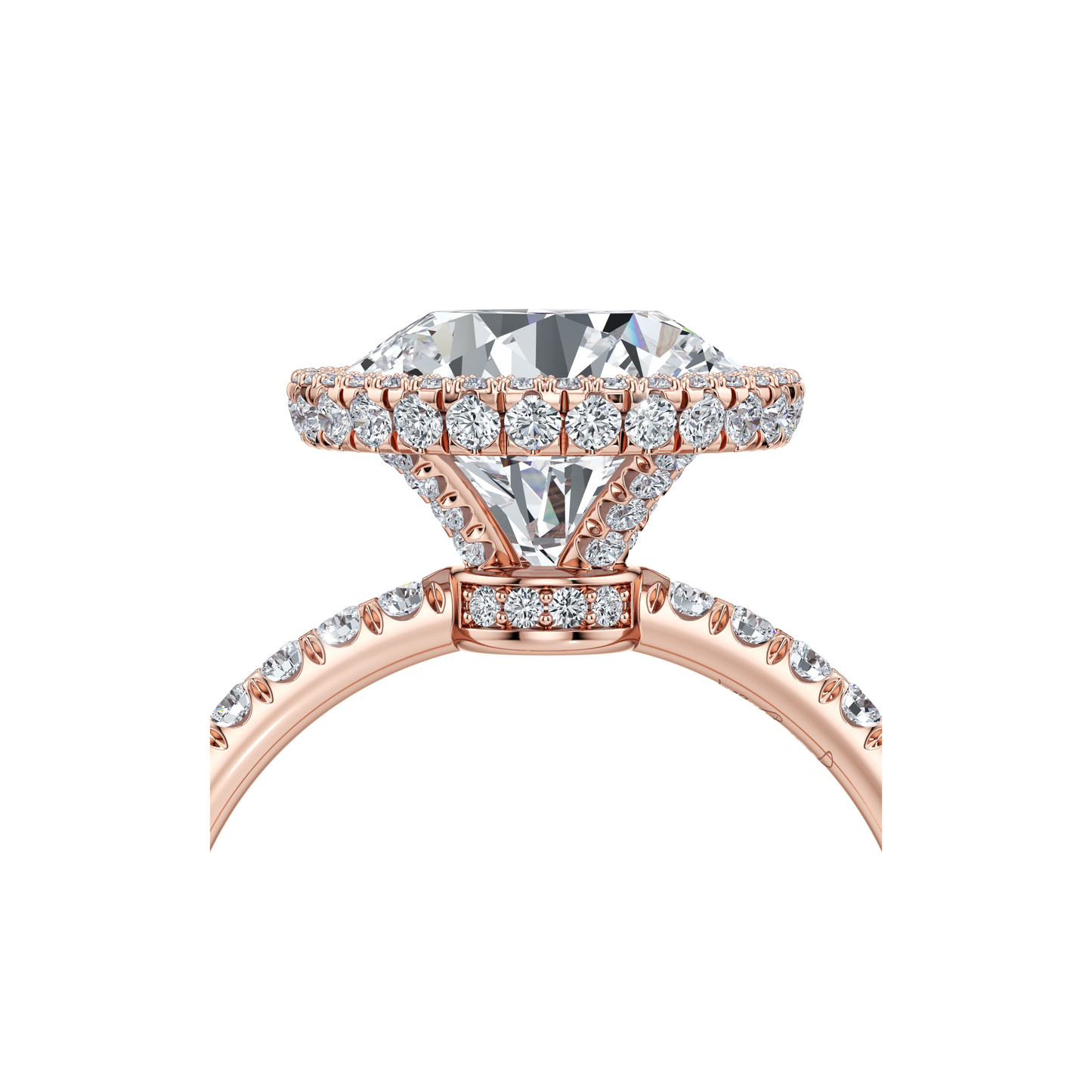 Alyssa Invisible Halo Emerald Lab Diamond Engagement Ring - view 12