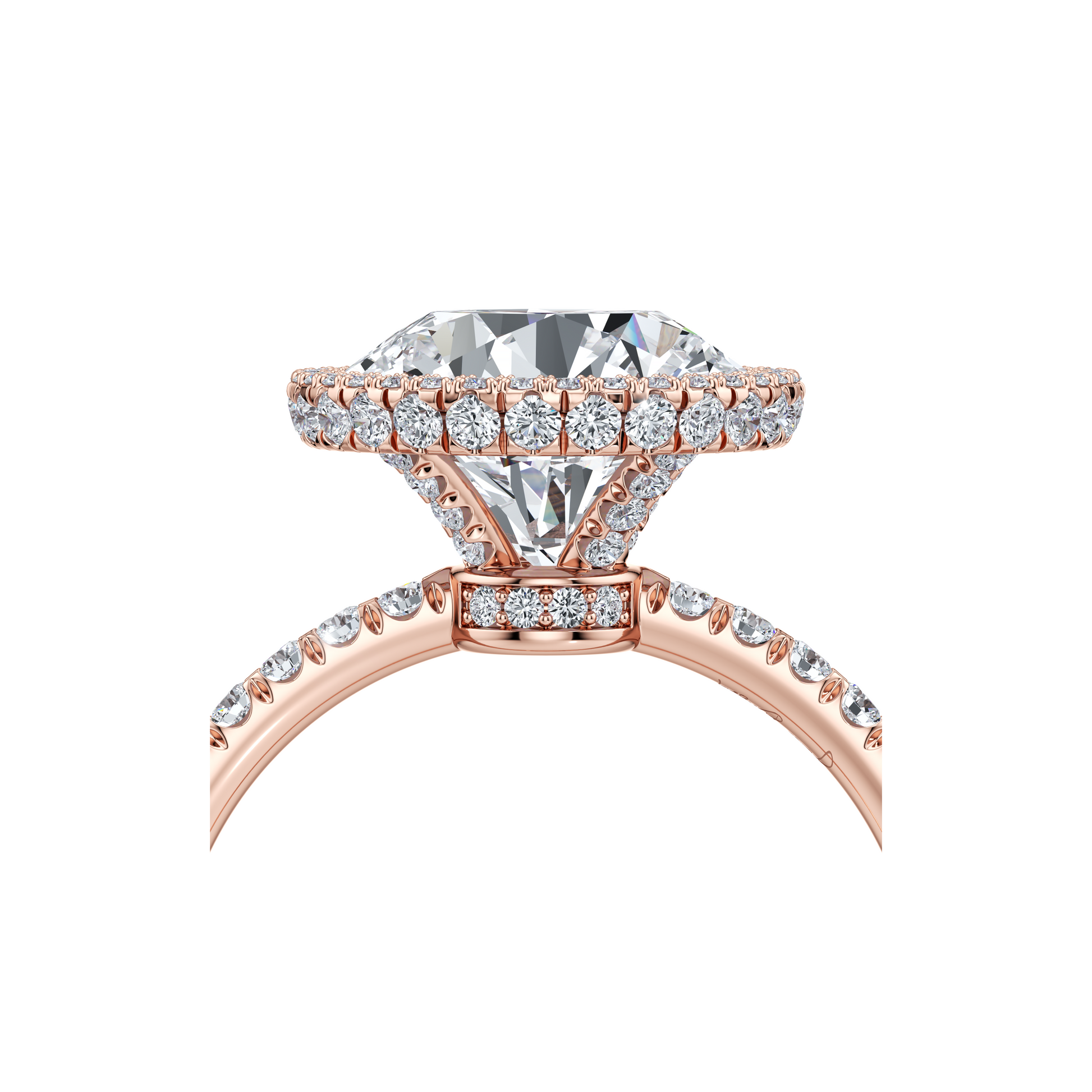 Alyssa Invisible Halo Emerald Lab Diamond Engagement Ring - view 12
