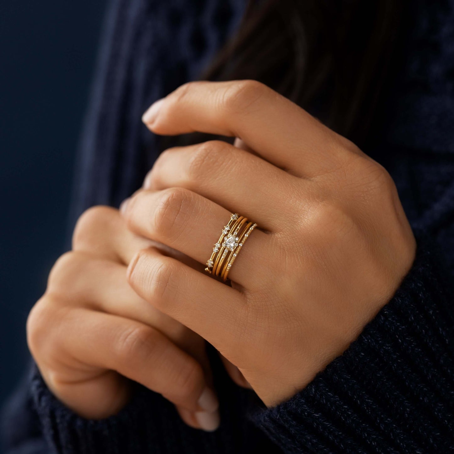 Minimal Halo-Pear Lab Grown Diamond Engagement Ring - Back view