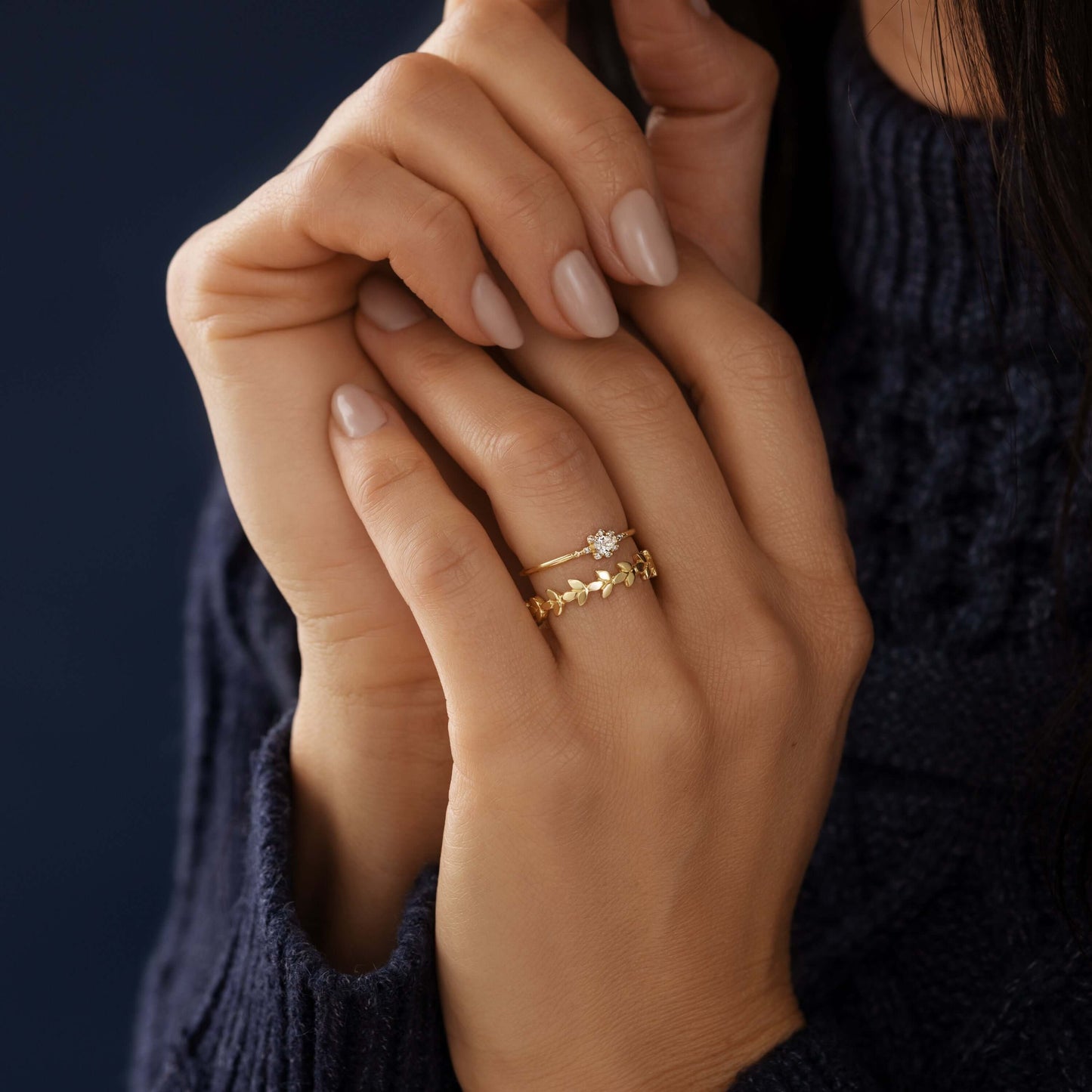 Minimal Halo-Pear Lab Grown Diamond Engagement Ring - Detail view