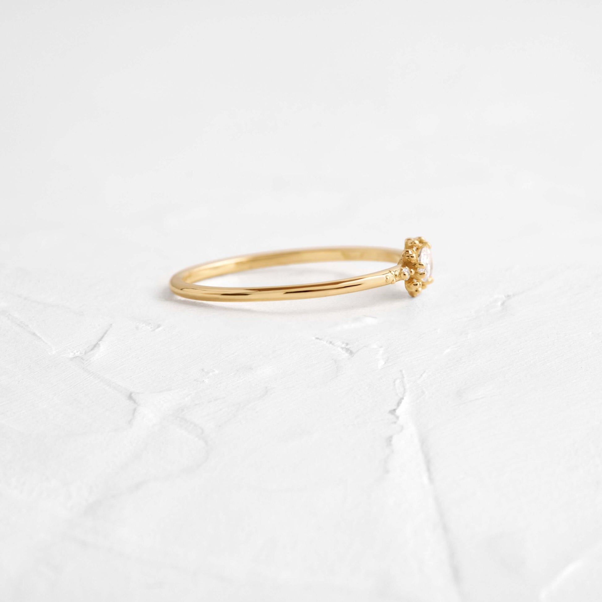 Minimal Halo-Pear Lab Grown Diamond Engagement Ring - Side view