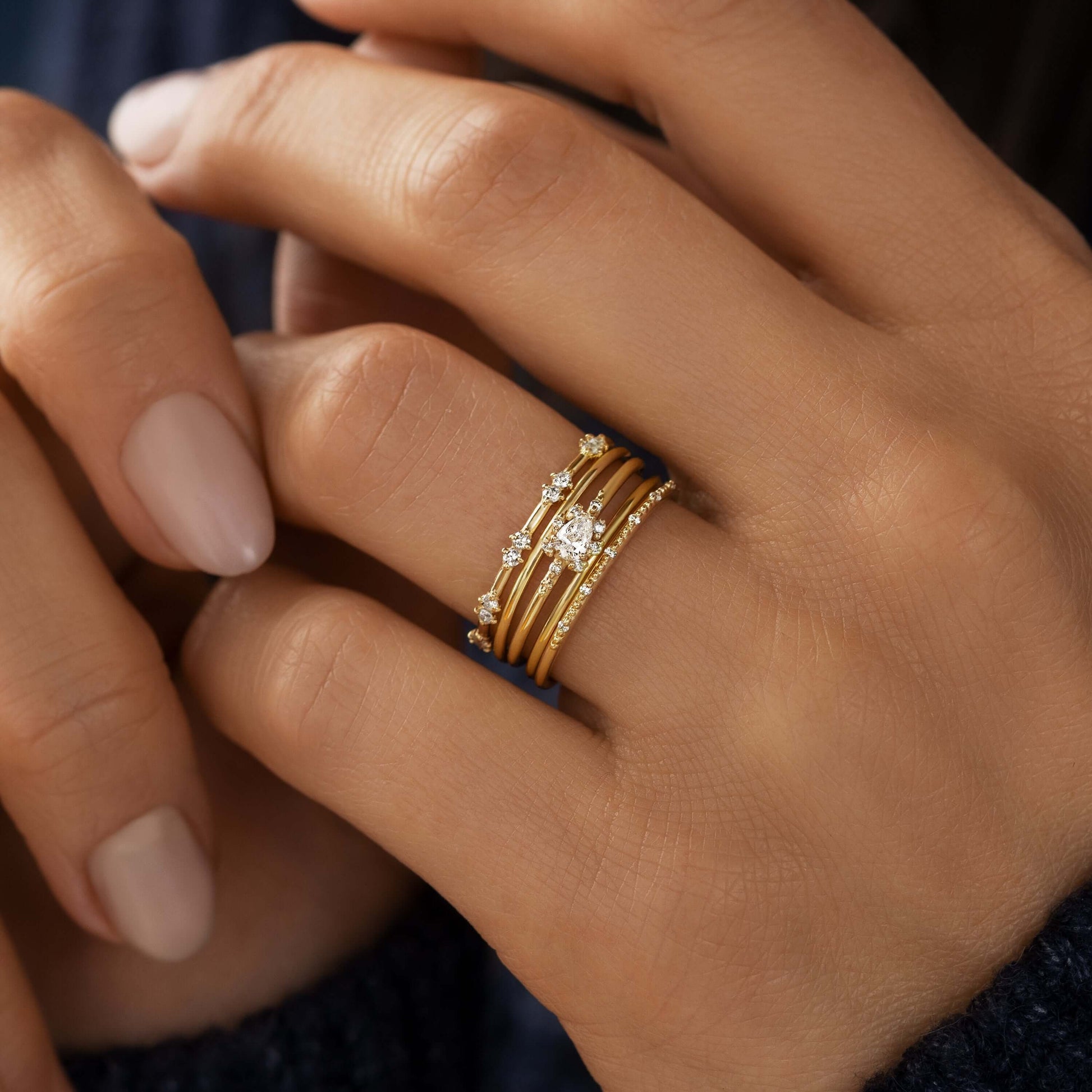 Minimal Halo-Pear Lab Grown Diamond Engagement Ring - Back view