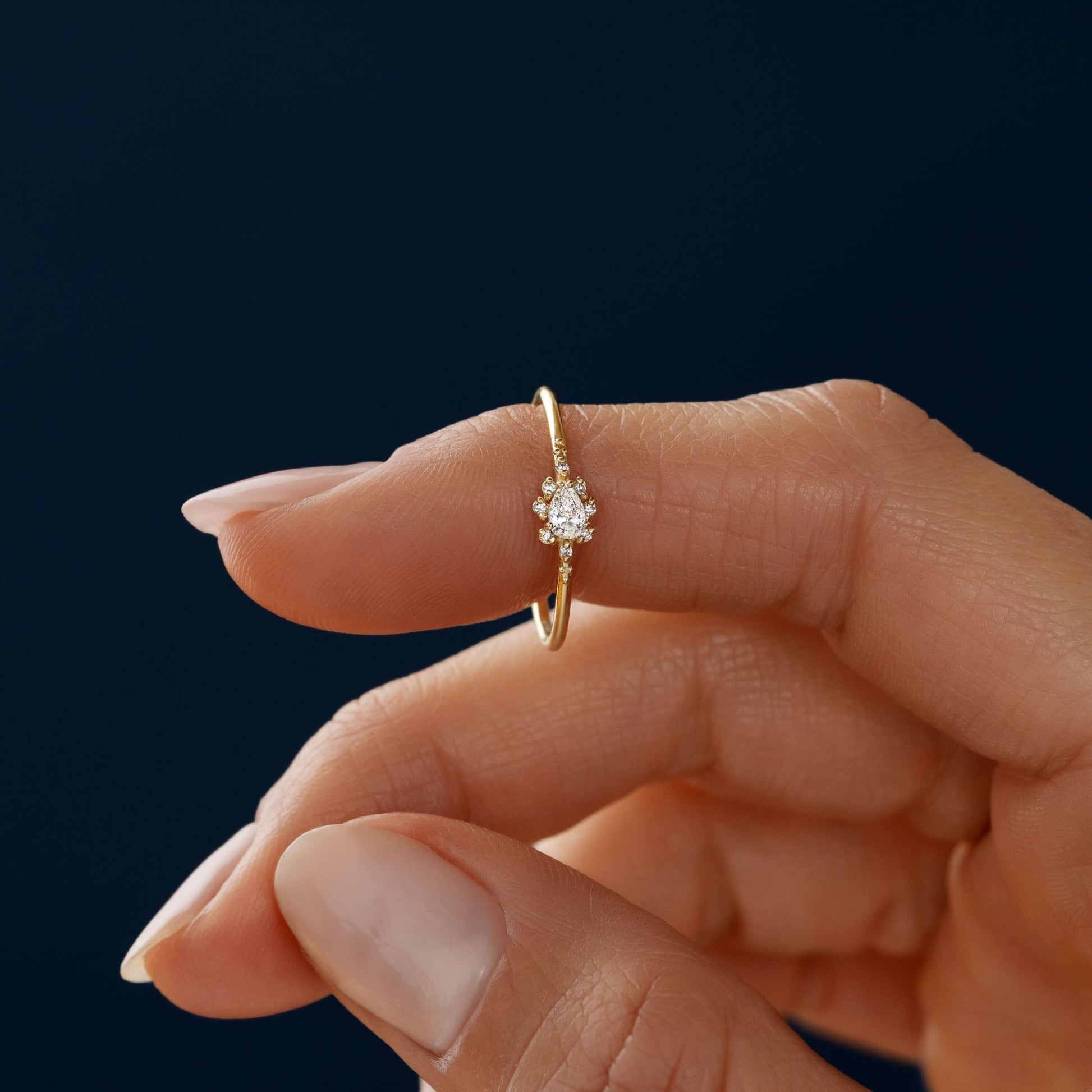 Minimal Halo-Pear Lab Grown Diamond Engagement Ring - Detail view