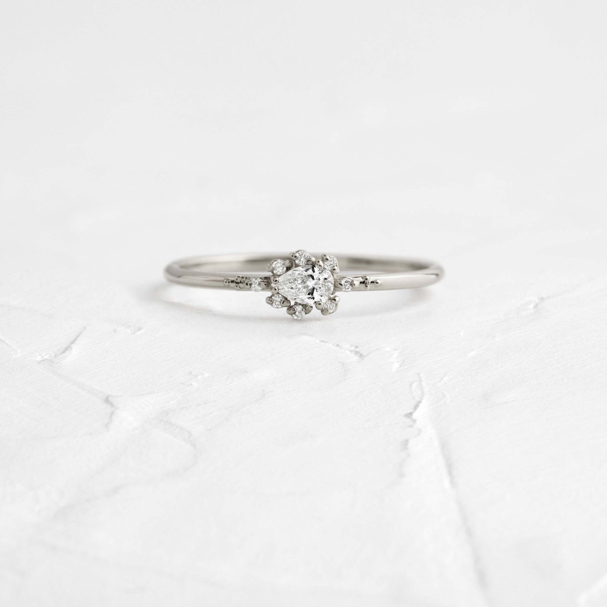 Minimal Halo-Pear Lab Grown Diamond Engagement Ring - Lifestyle