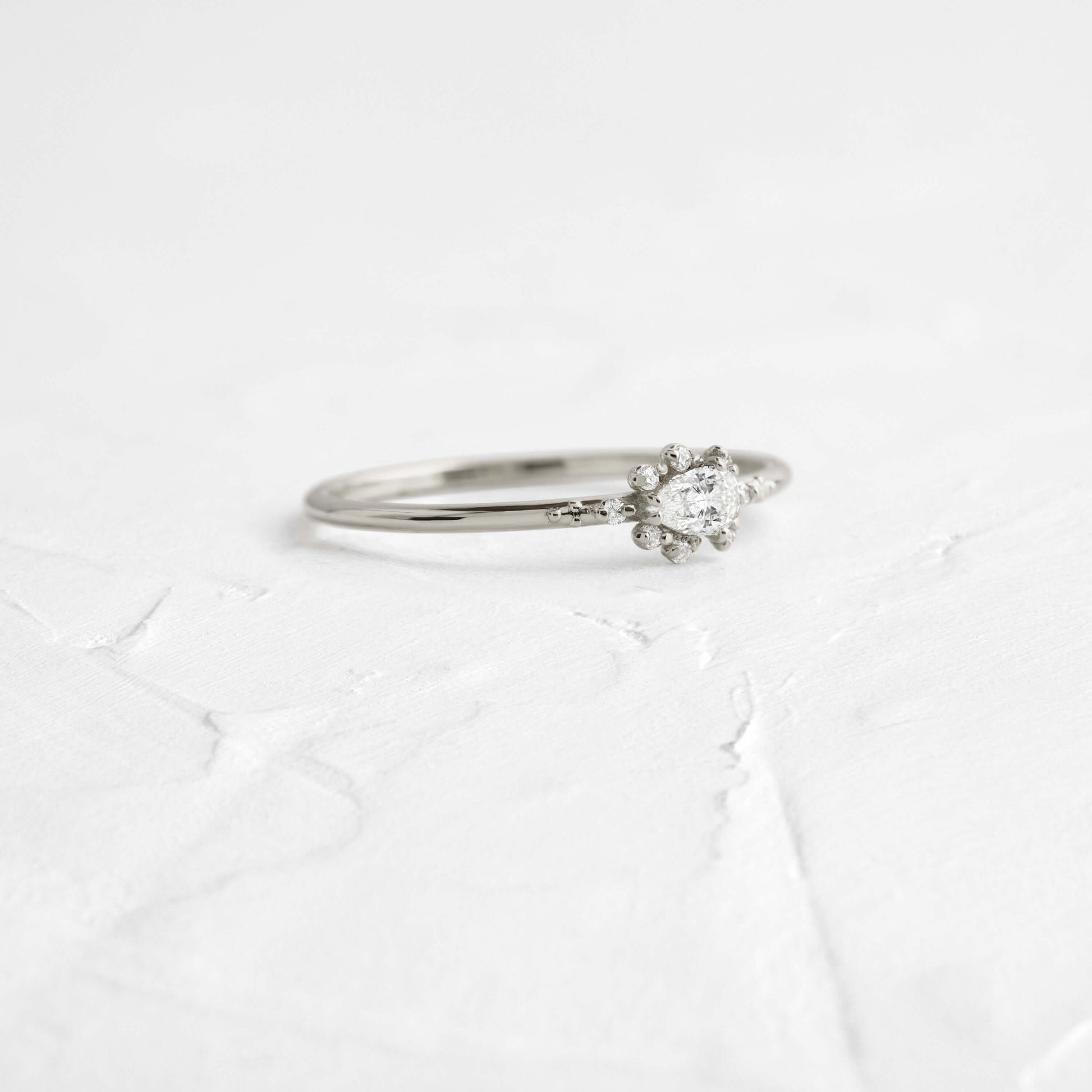 Minimal Halo-Pear Lab Grown Diamond Engagement Ring - Front view