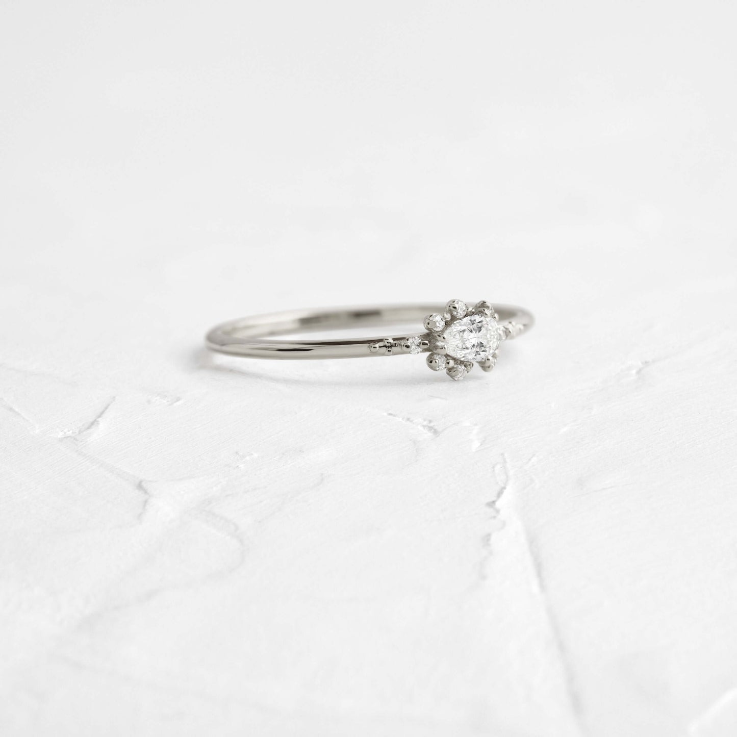 Minimal Halo-Pear Lab Grown Diamond Engagement Ring - Front view