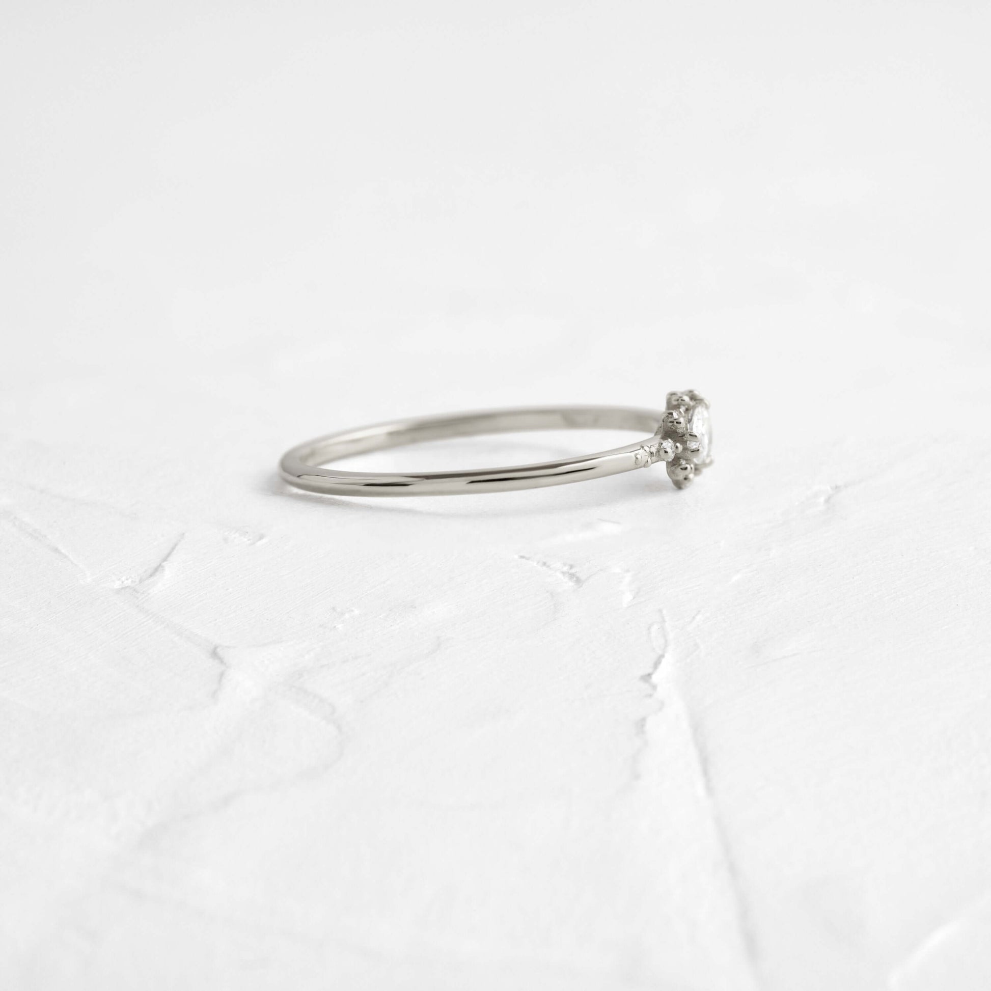 Minimal Halo-Pear Lab Grown Diamond Engagement Ring - Side view