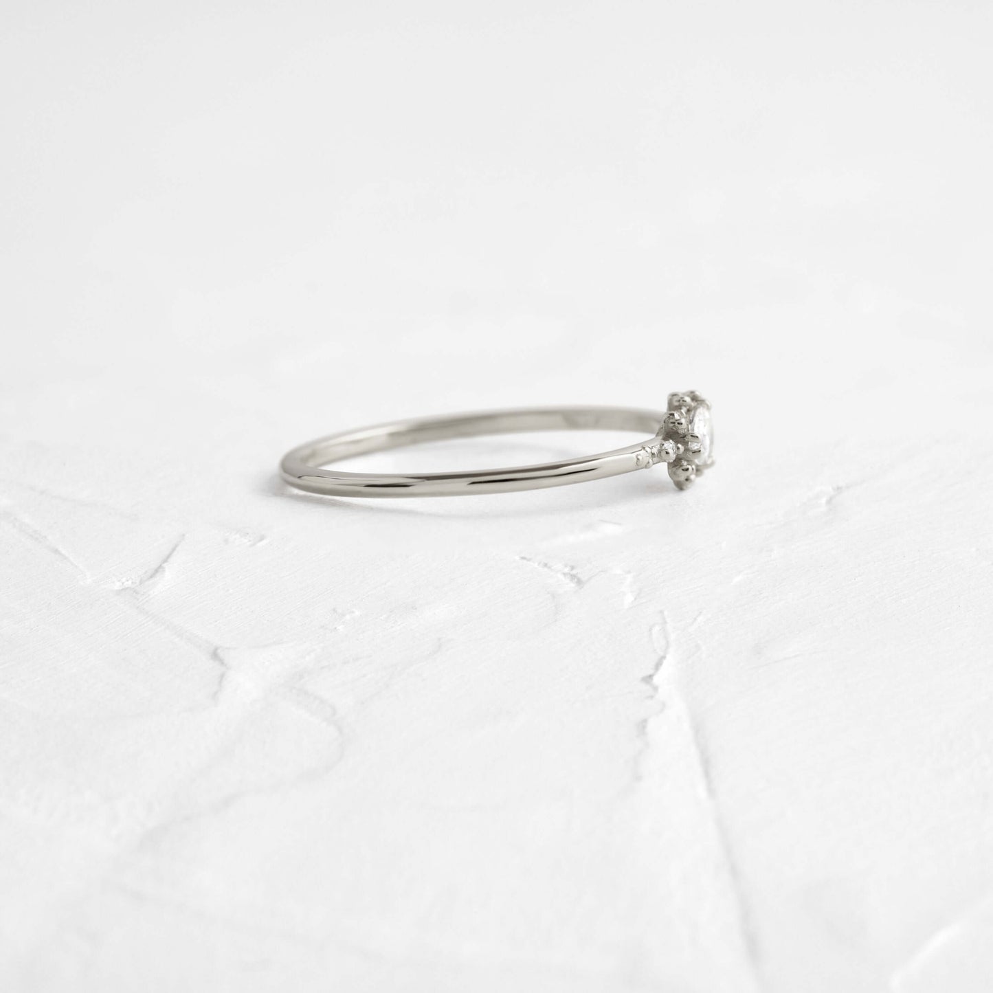 Minimal Halo-Pear Lab Grown Diamond Engagement Ring - Side view