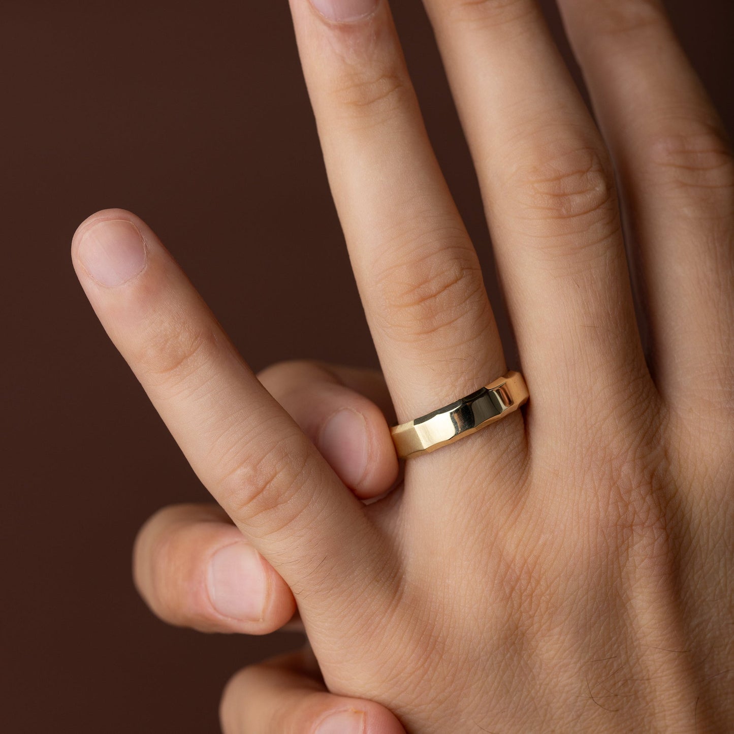Modern Facet- Men's Wedding BandModern Facet- Men's Wedding Band - Back view