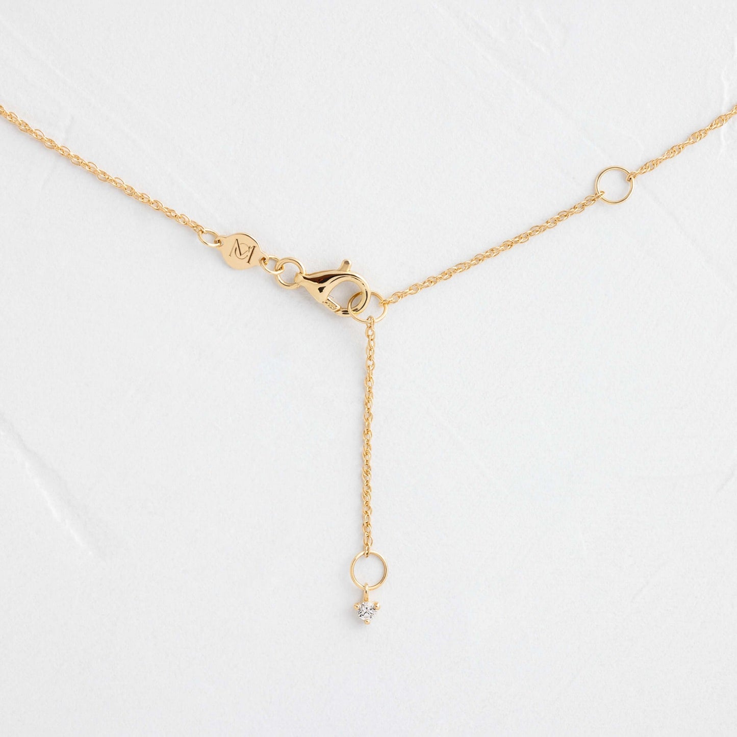 Morse Code-LOVE- 0.05 CT Baguette & Round Lab Grown Diamond NecklaceMorse Code-LOVE- 0.05 CT Baguette & Round Lab Grown Diamond Necklace - Side view
