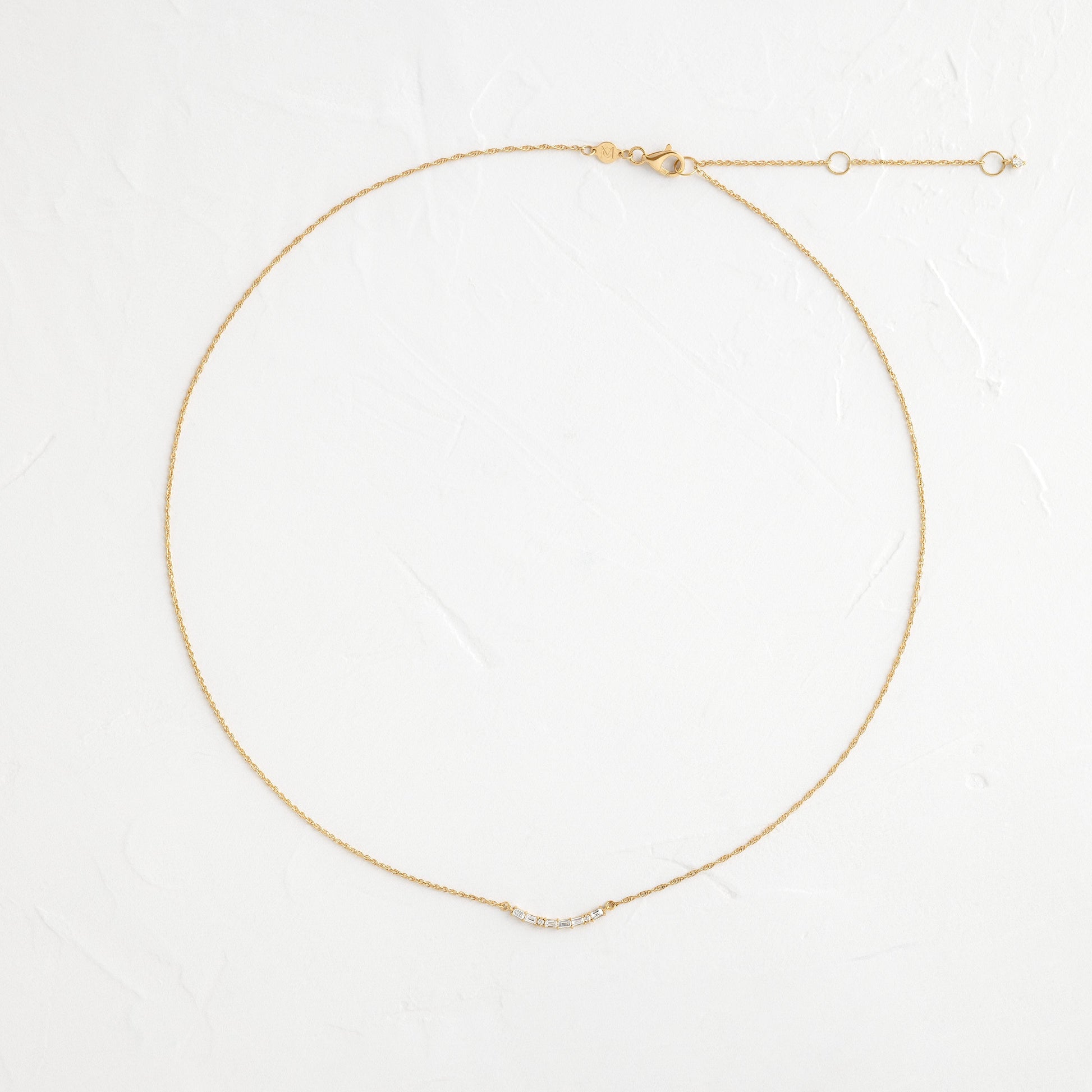 Morse Code-LOVE- 0.05 CT Baguette & Round Lab Grown Diamond NecklaceMorse Code-LOVE- 0.05 CT Baguette & Round Lab Grown Diamond Necklace - Detail view