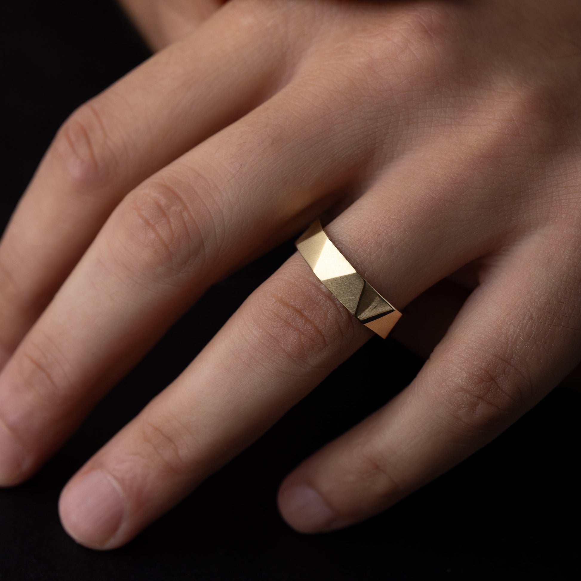 Multi Facet- Men's Wedding BandMulti Facet- Men's Wedding Band - Back view